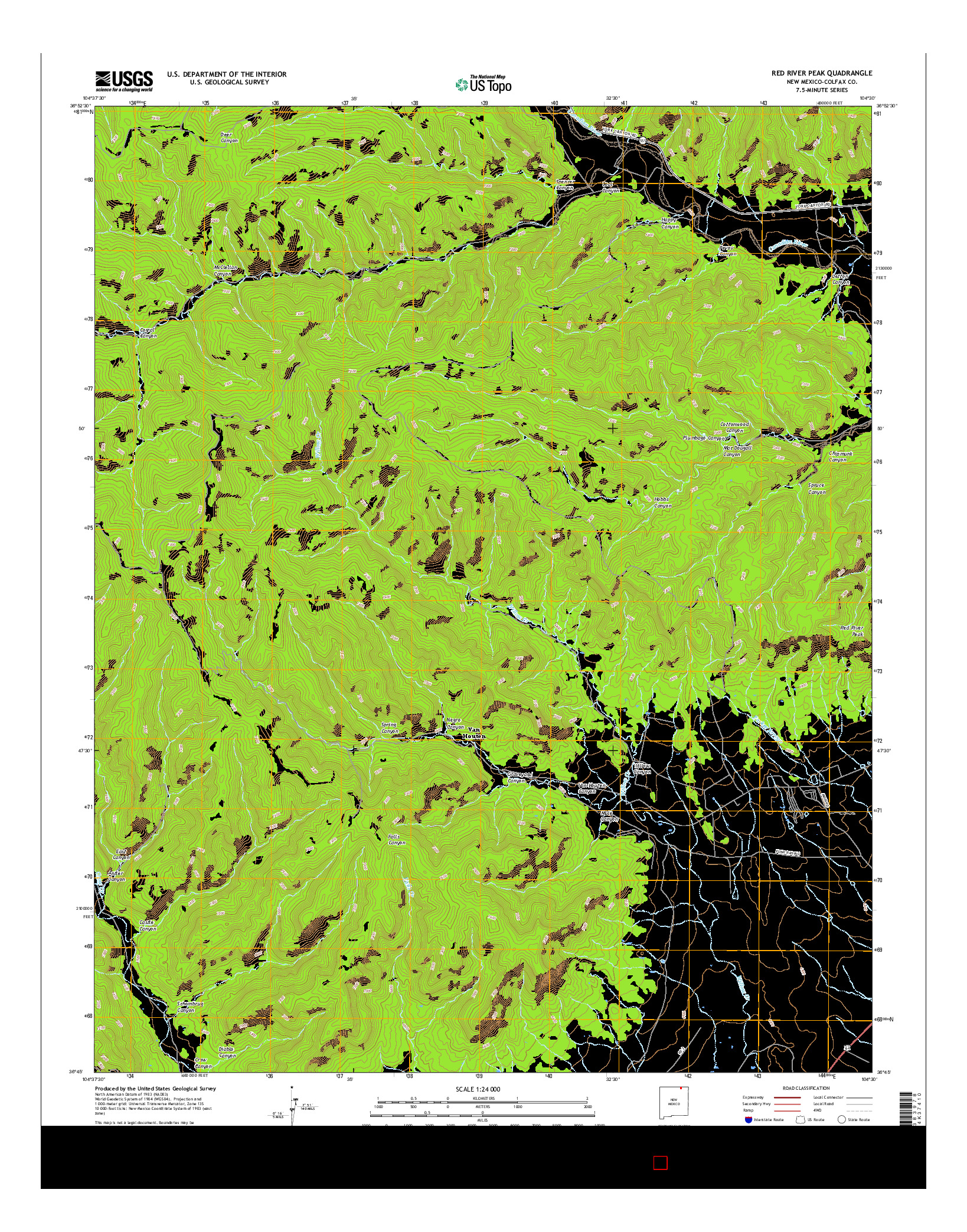 USGS US TOPO 7.5-MINUTE MAP FOR RED RIVER PEAK, NM 2017