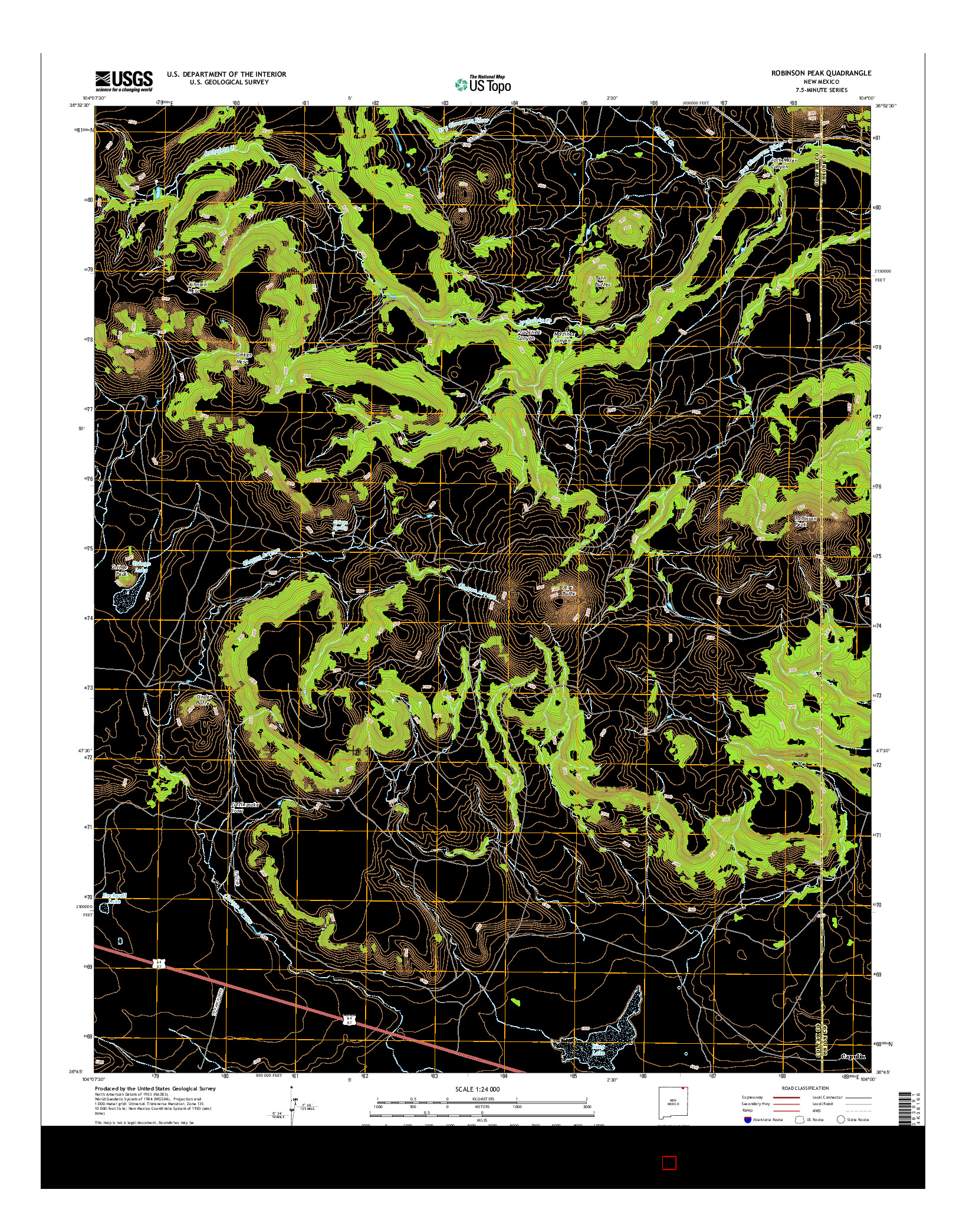 USGS US TOPO 7.5-MINUTE MAP FOR ROBINSON PEAK, NM 2017