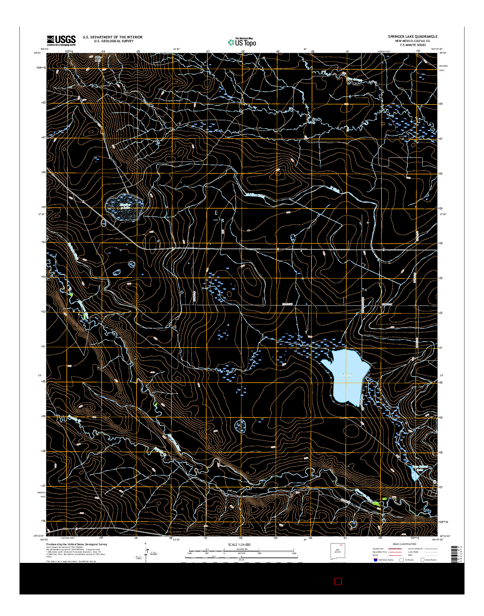 USGS US TOPO 7.5-MINUTE MAP FOR SPRINGER LAKE, NM 2017