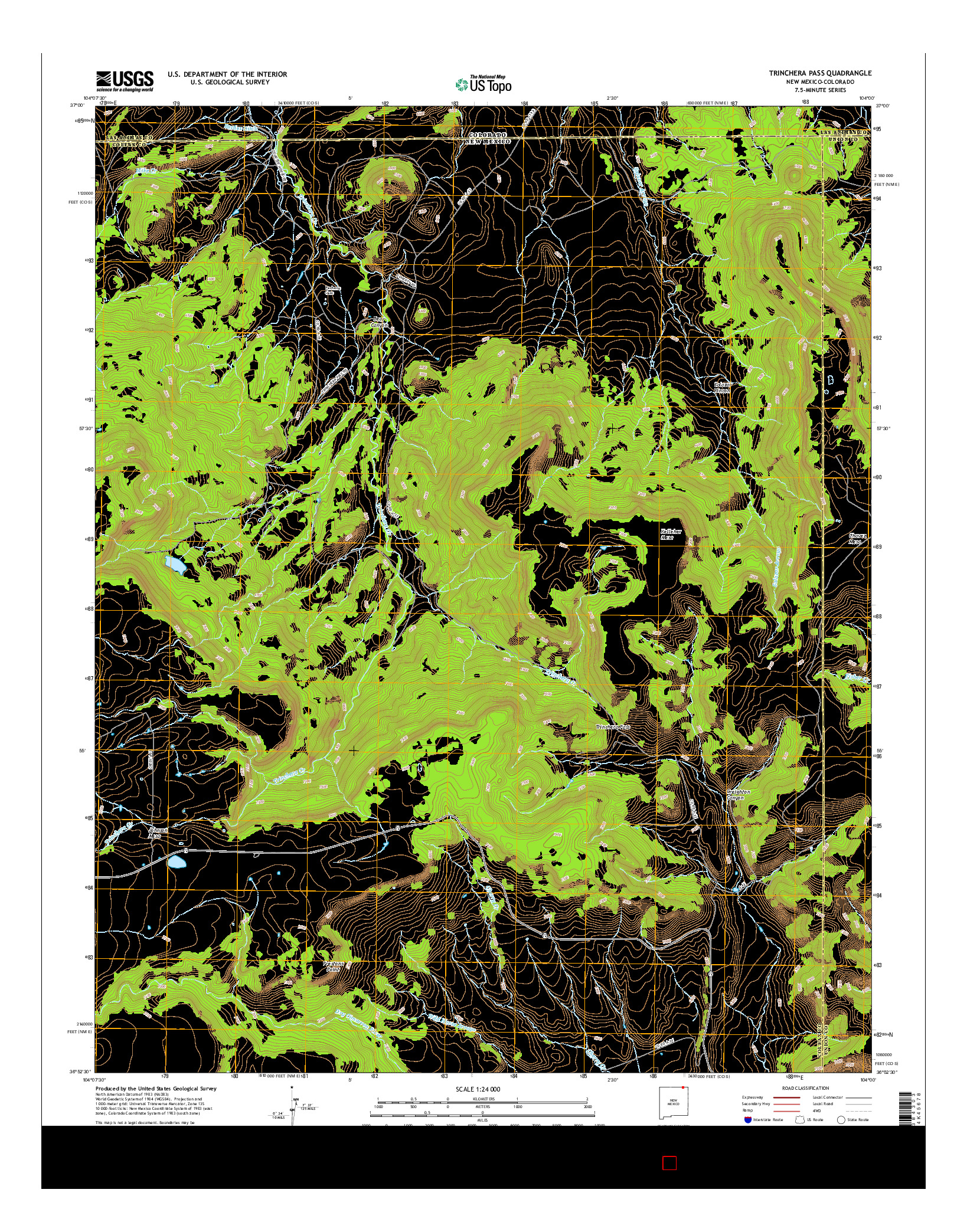 USGS US TOPO 7.5-MINUTE MAP FOR TRINCHERA PASS, NM-CO 2017