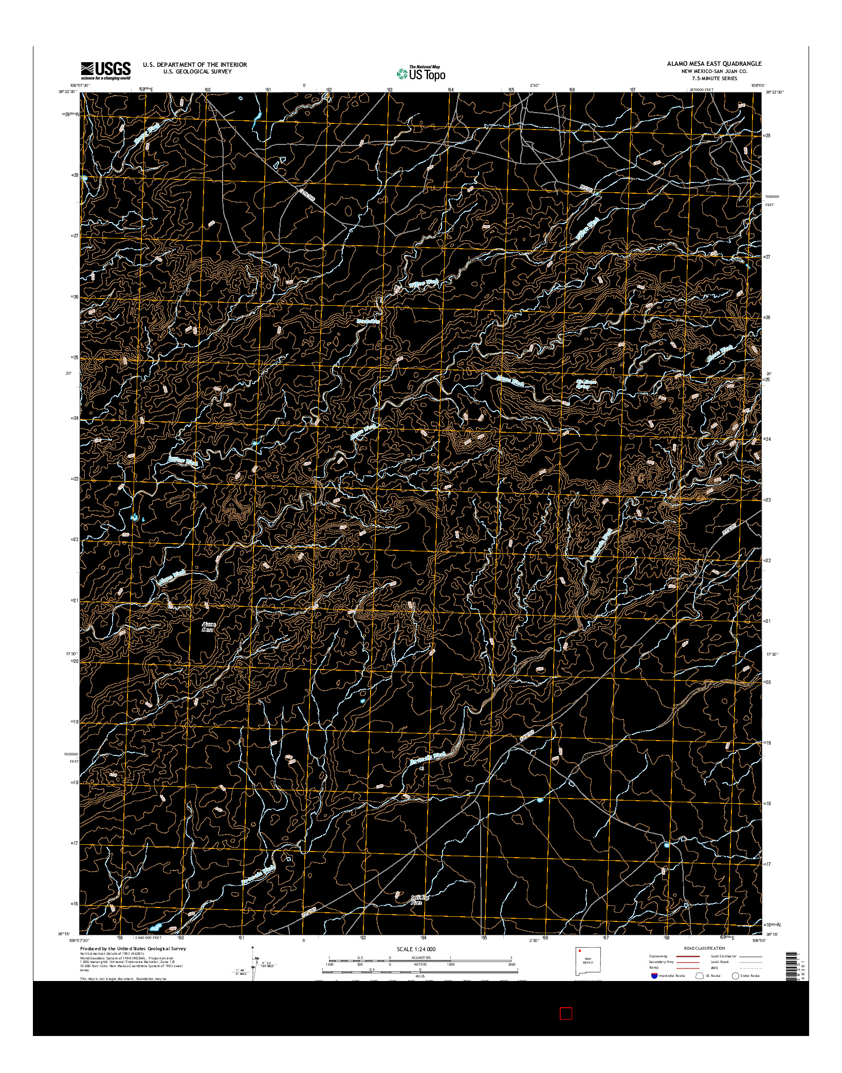 USGS US TOPO 7.5-MINUTE MAP FOR ALAMO MESA EAST, NM 2017