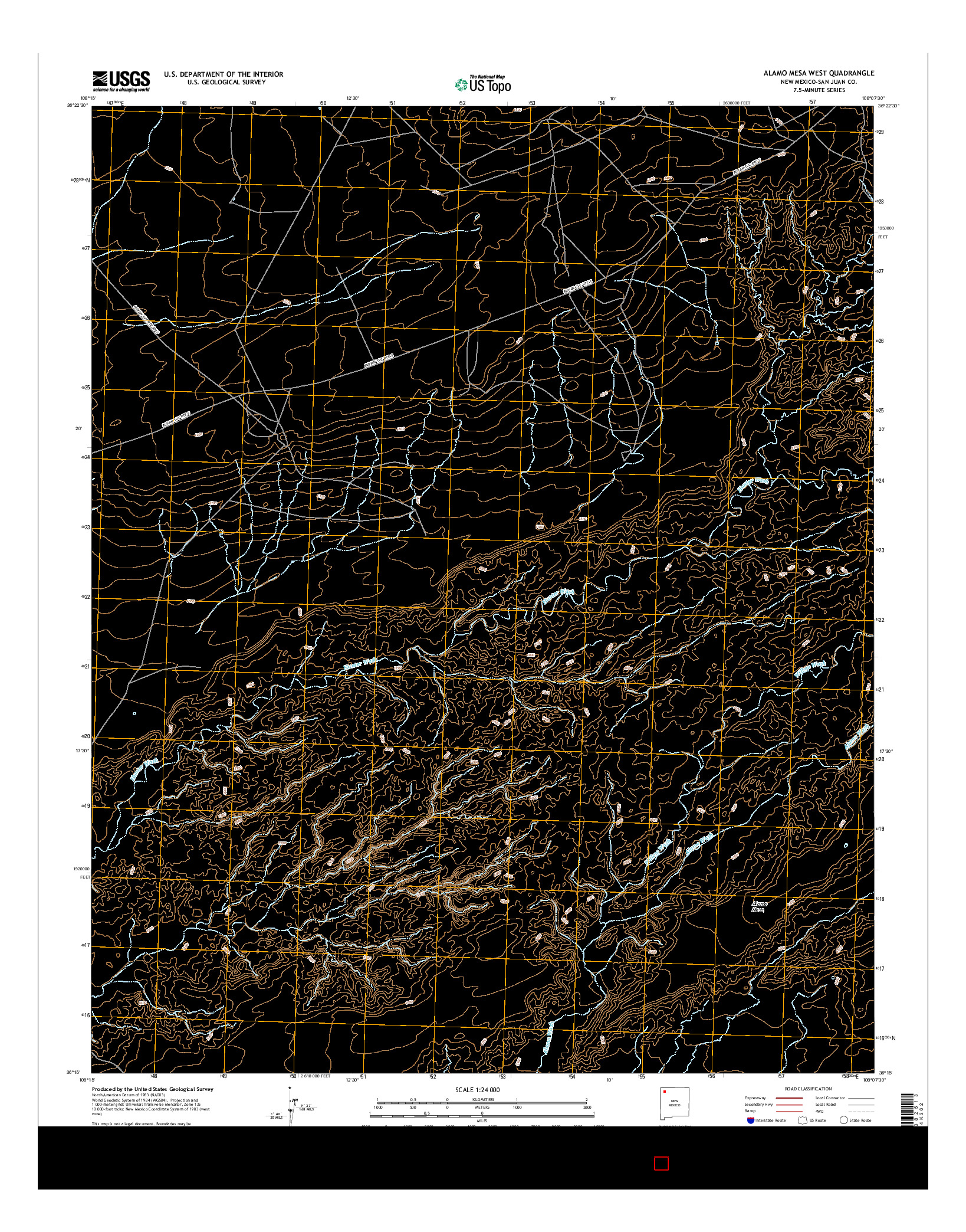 USGS US TOPO 7.5-MINUTE MAP FOR ALAMO MESA WEST, NM 2017