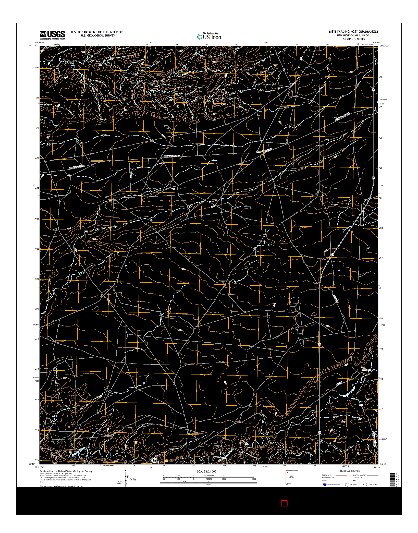 USGS US TOPO 7.5-MINUTE MAP FOR BISTI TRADING POST, NM 2017