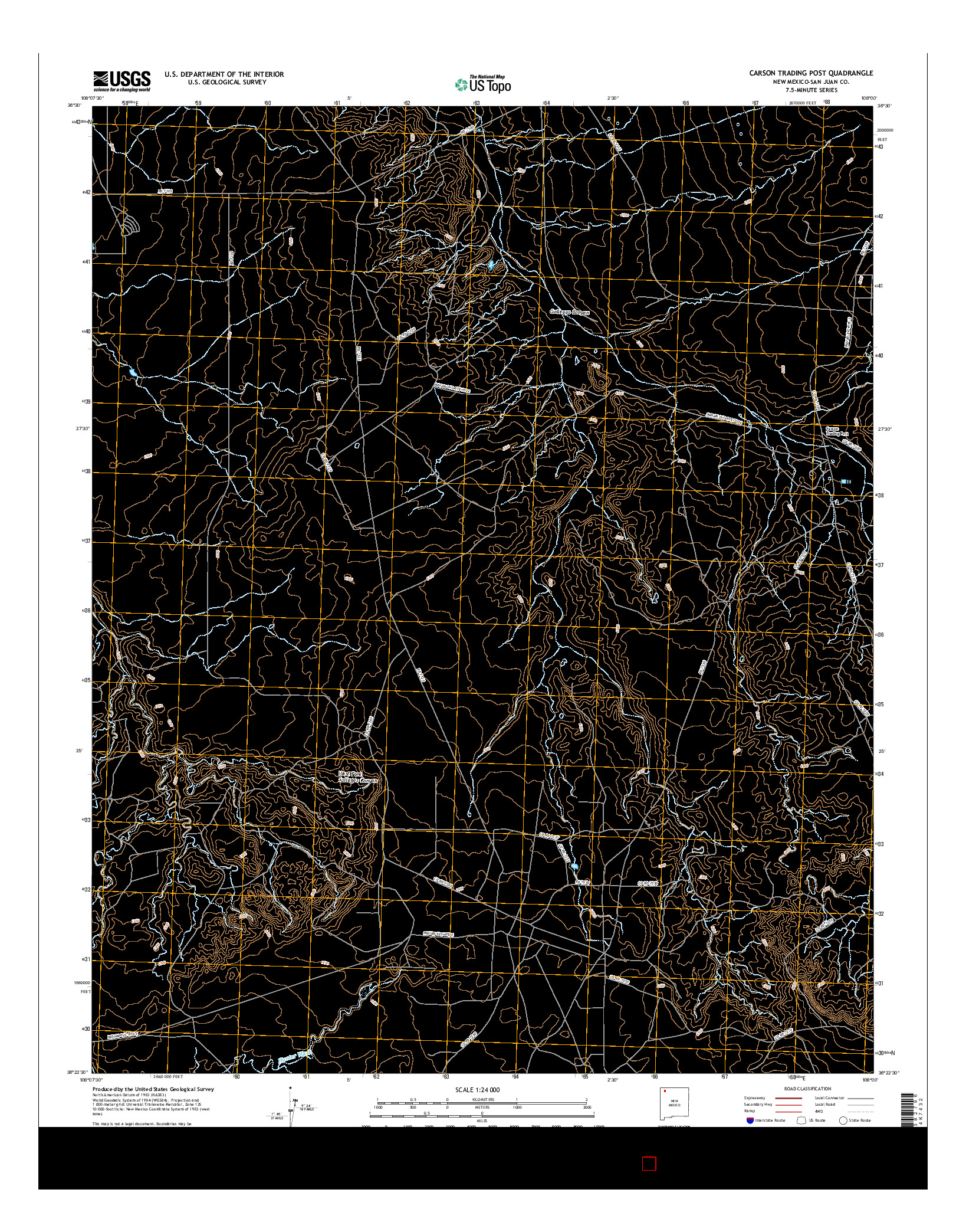 USGS US TOPO 7.5-MINUTE MAP FOR CARSON TRADING POST, NM 2017