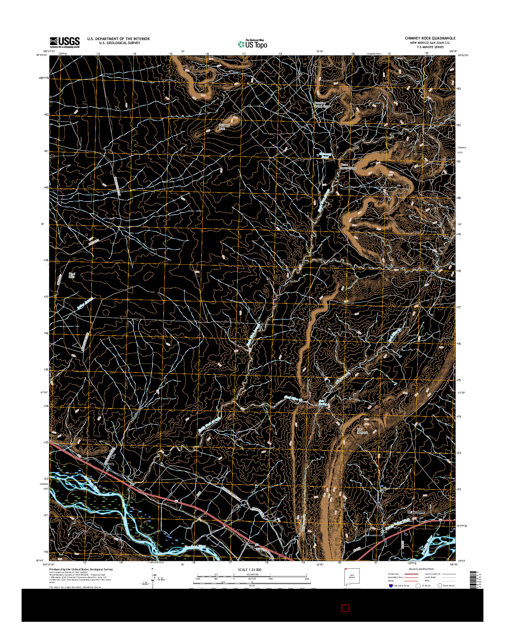 USGS US TOPO 7.5-MINUTE MAP FOR CHIMNEY ROCK, NM 2017