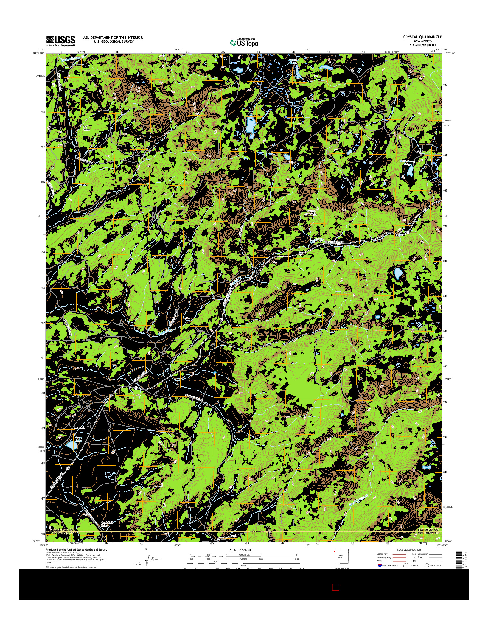 USGS US TOPO 7.5-MINUTE MAP FOR CRYSTAL, NM 2017