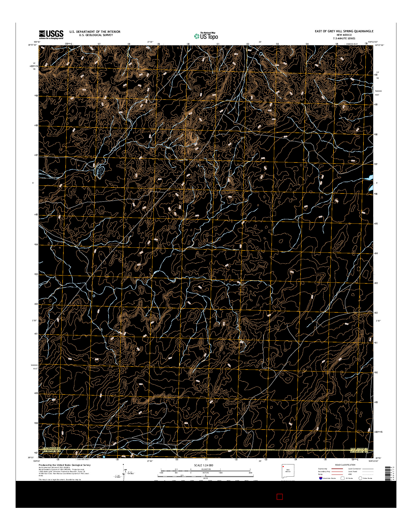 USGS US TOPO 7.5-MINUTE MAP FOR EAST OF GREY HILL SPRING, NM 2017