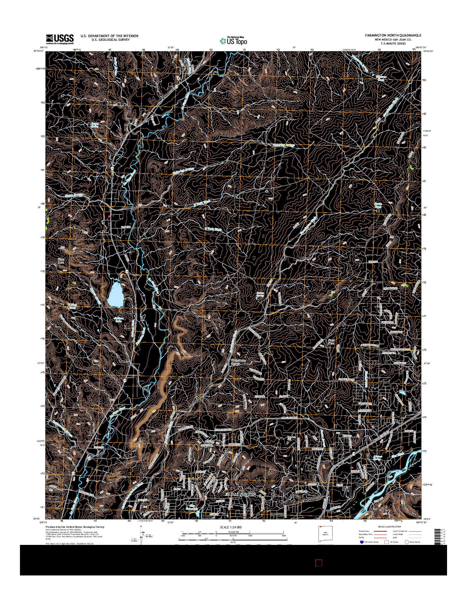 USGS US TOPO 7.5-MINUTE MAP FOR FARMINGTON NORTH, NM 2017