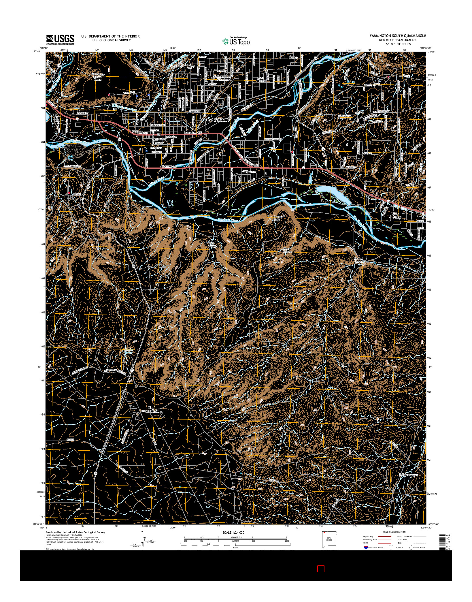 USGS US TOPO 7.5-MINUTE MAP FOR FARMINGTON SOUTH, NM 2017