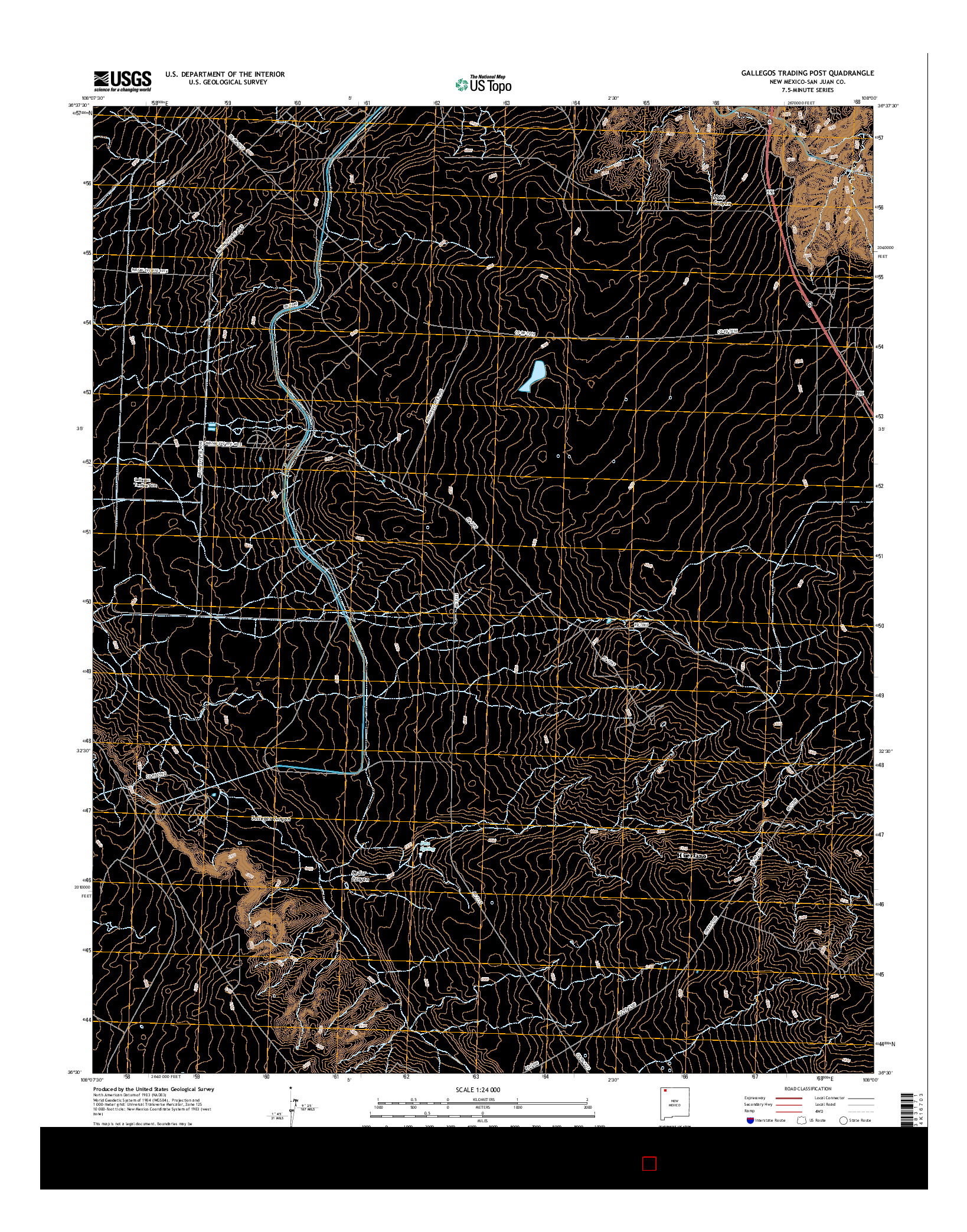 USGS US TOPO 7.5-MINUTE MAP FOR GALLEGOS TRADING POST, NM 2017