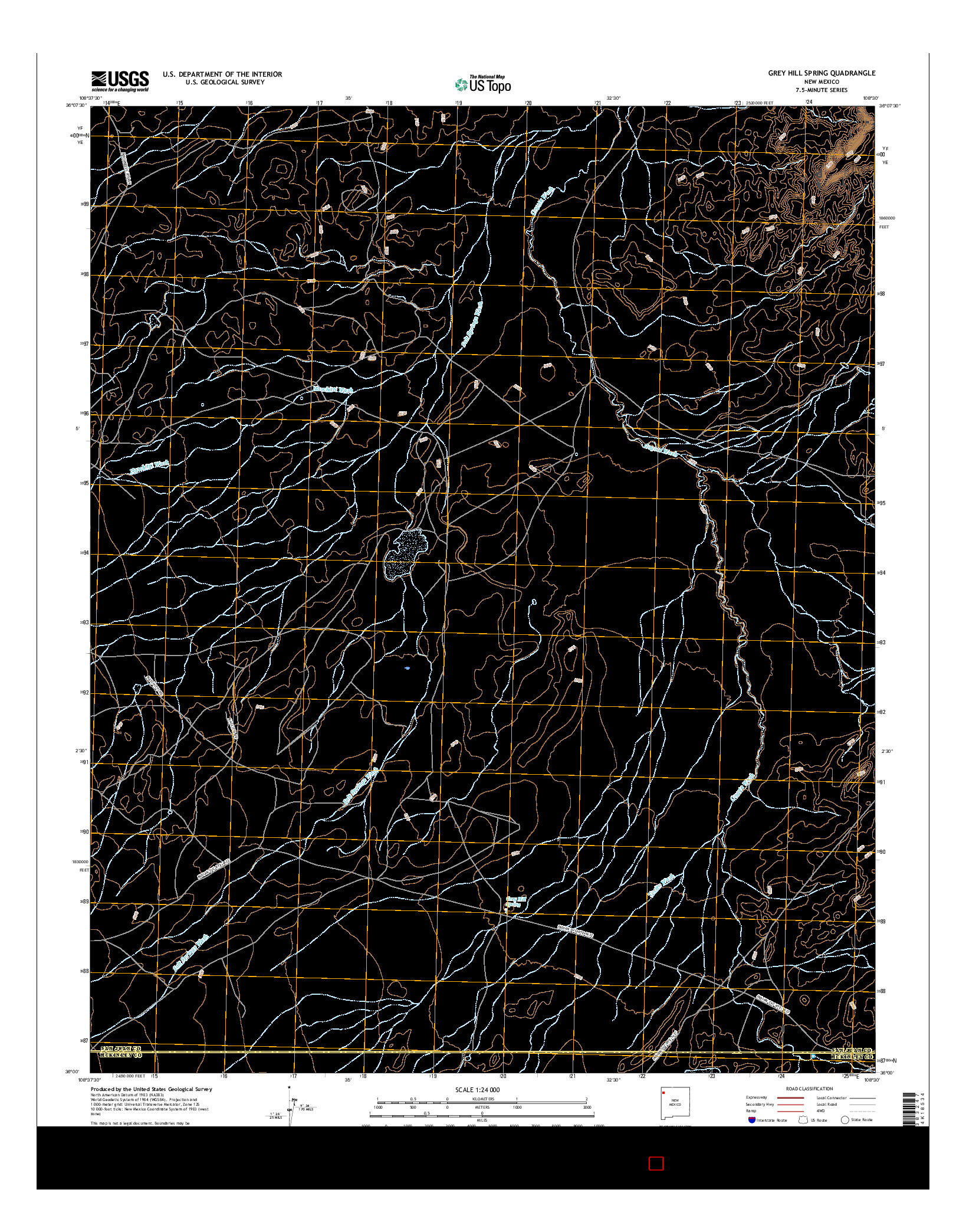 USGS US TOPO 7.5-MINUTE MAP FOR GREY HILL SPRING, NM 2017