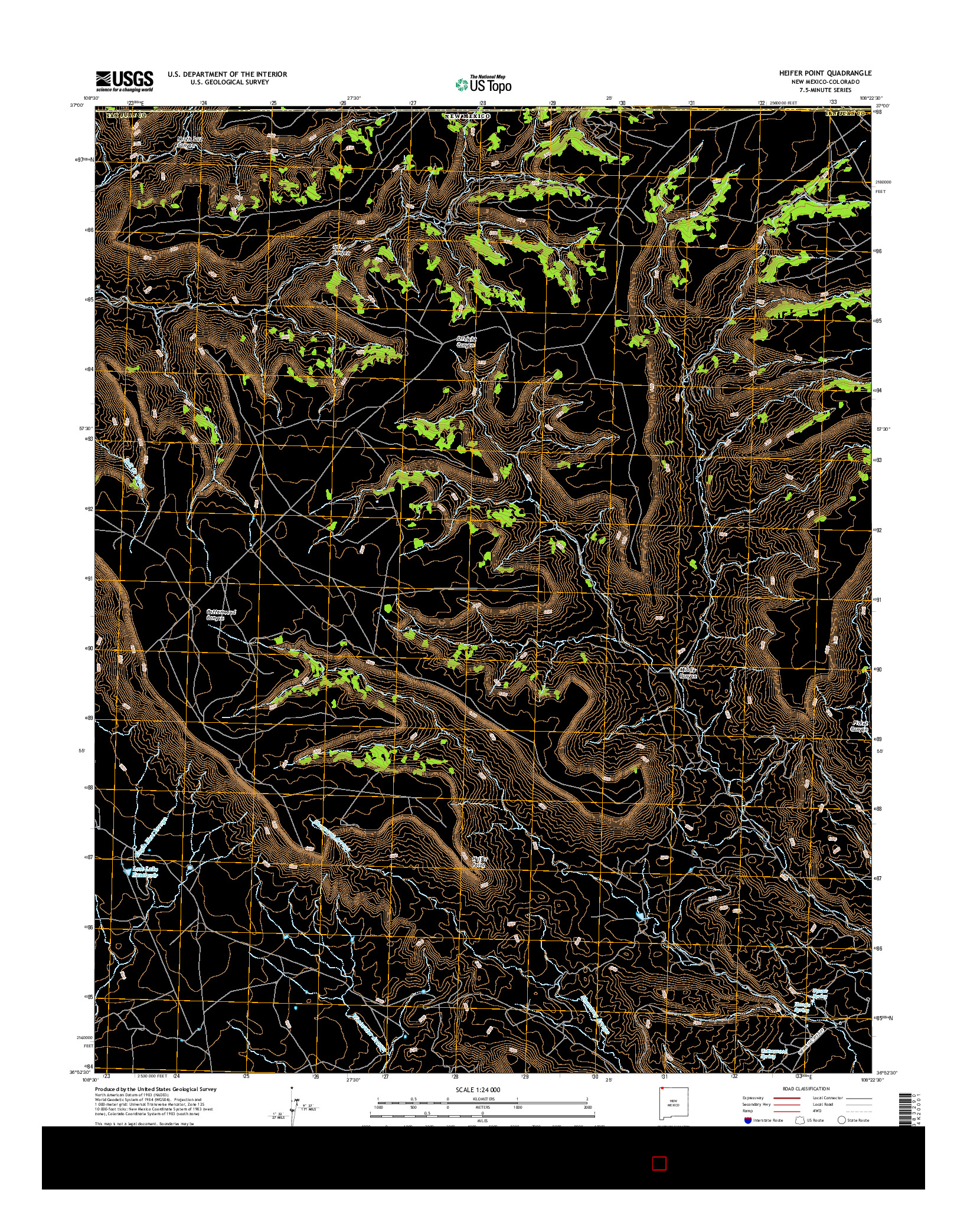 USGS US TOPO 7.5-MINUTE MAP FOR HEIFER POINT, NM-CO 2017