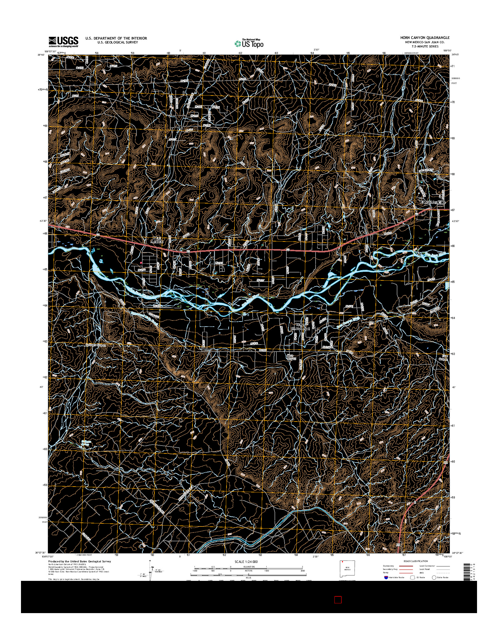 USGS US TOPO 7.5-MINUTE MAP FOR HORN CANYON, NM 2017