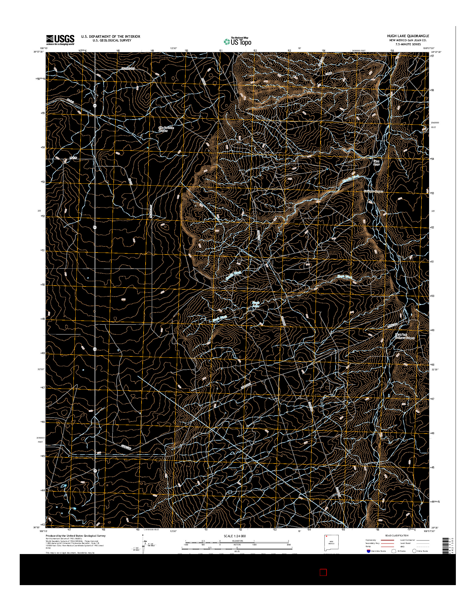 USGS US TOPO 7.5-MINUTE MAP FOR HUGH LAKE, NM 2017