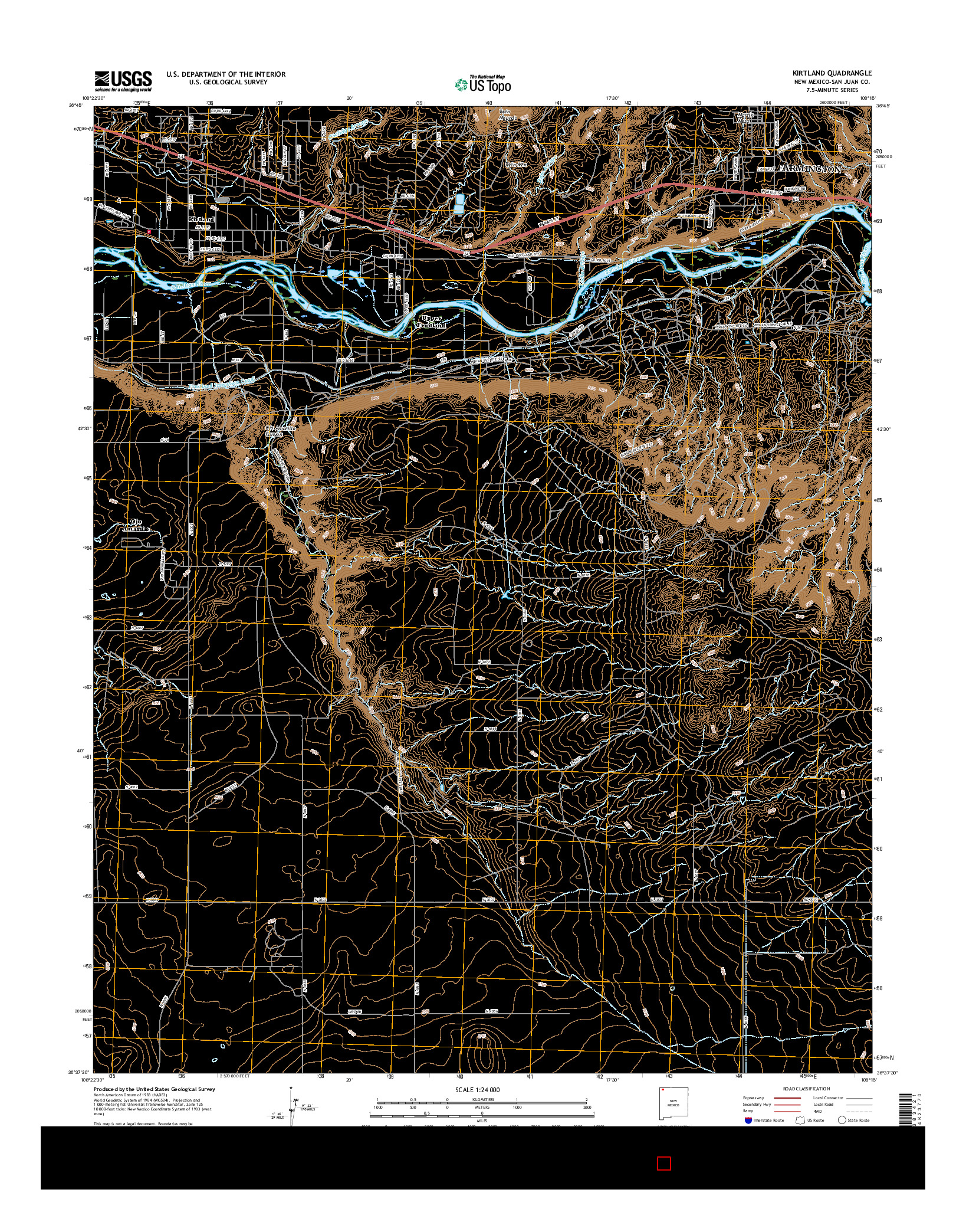 USGS US TOPO 7.5-MINUTE MAP FOR KIRTLAND, NM 2017