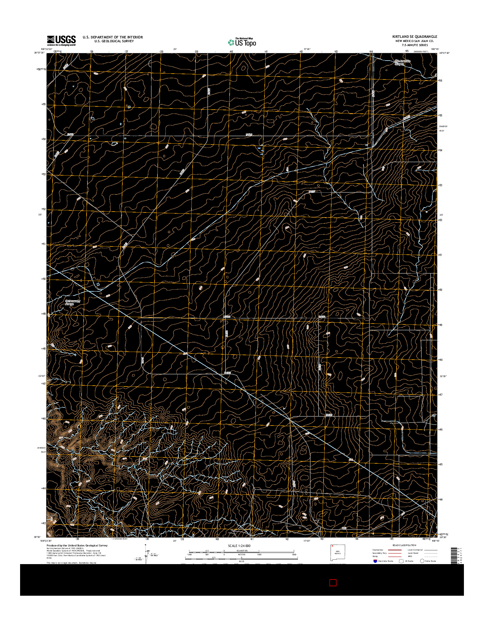 USGS US TOPO 7.5-MINUTE MAP FOR KIRTLAND SE, NM 2017