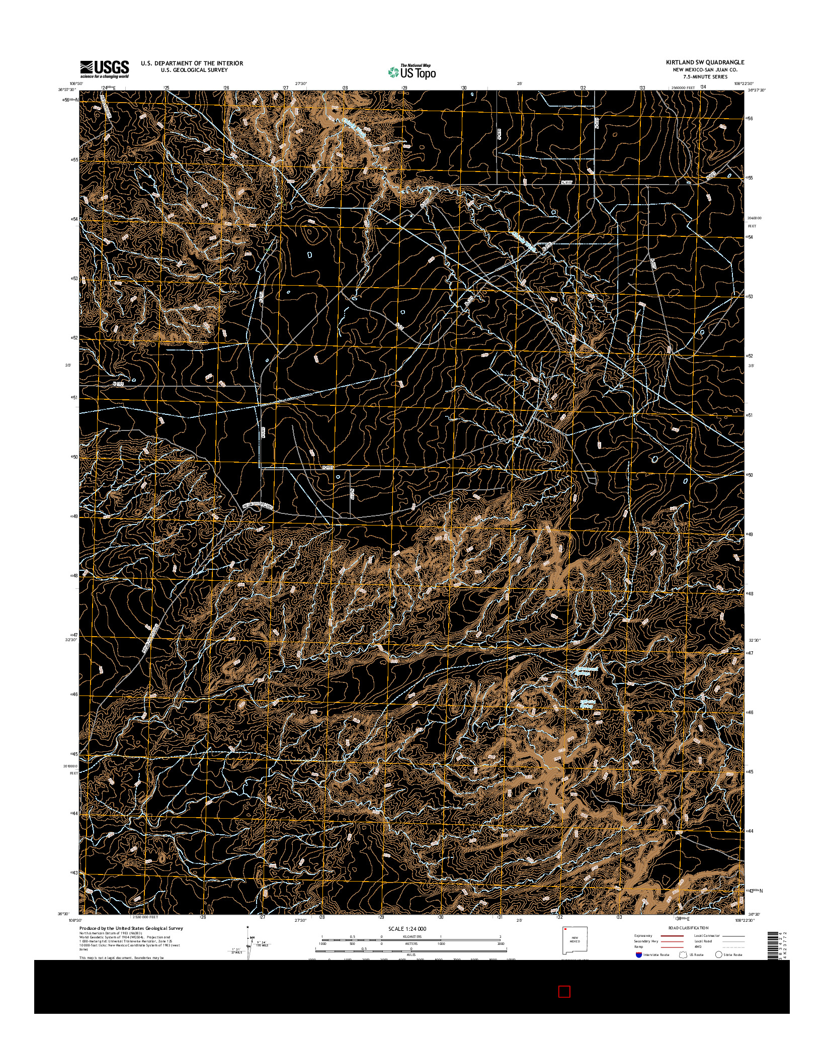 USGS US TOPO 7.5-MINUTE MAP FOR KIRTLAND SW, NM 2017