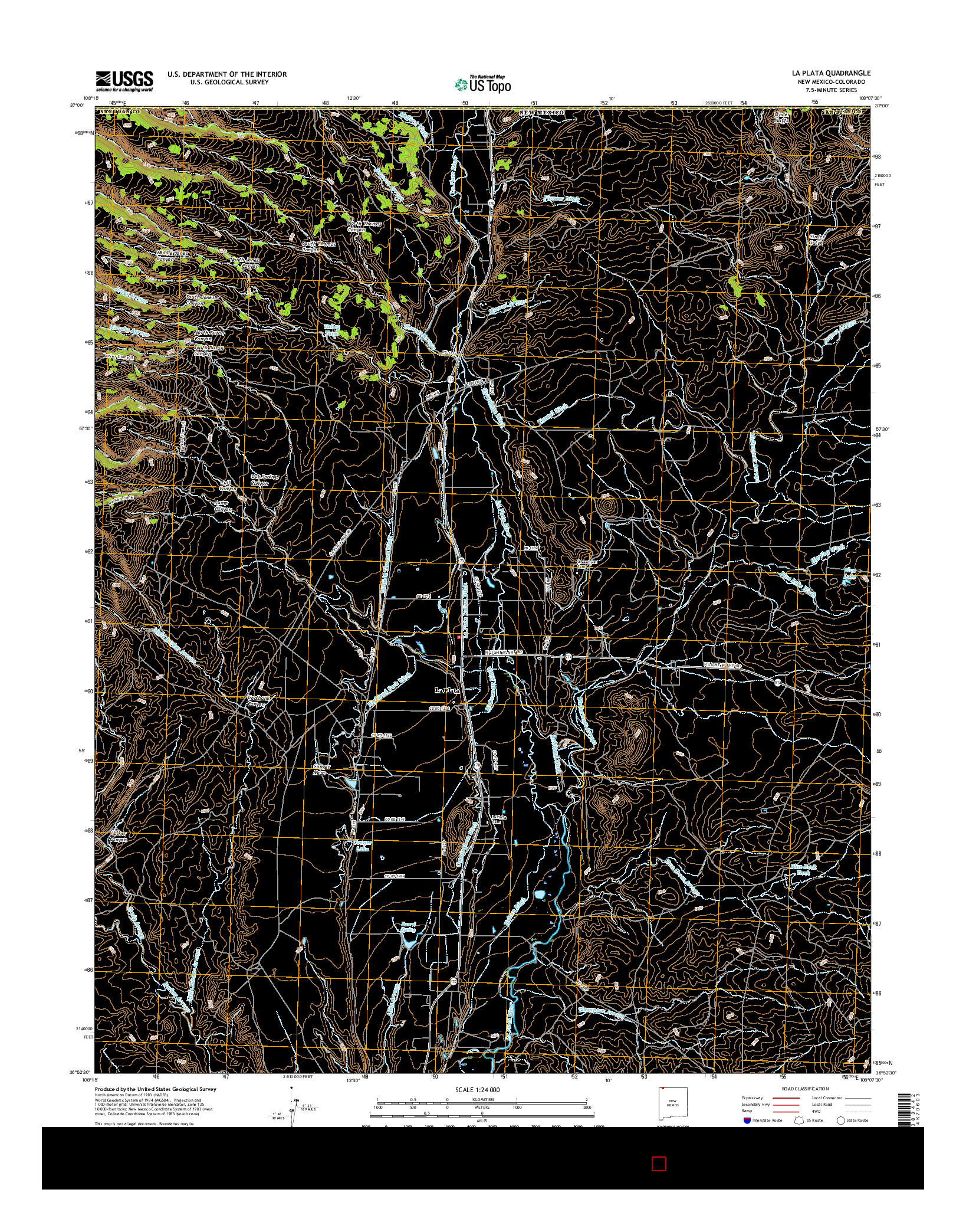 USGS US TOPO 7.5-MINUTE MAP FOR LA PLATA, NM-CO 2017