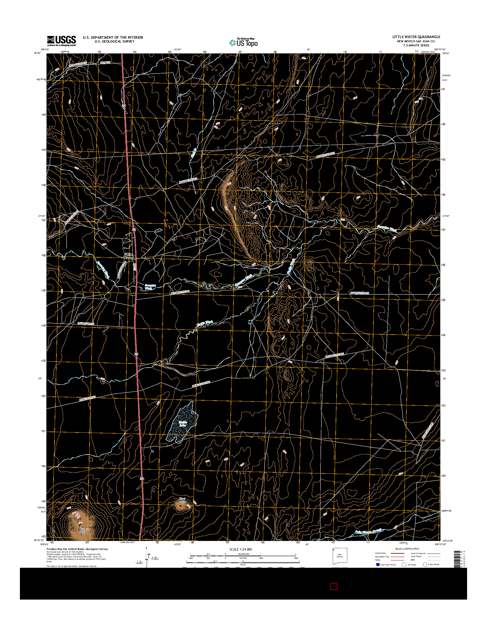 USGS US TOPO 7.5-MINUTE MAP FOR LITTLE WATER, NM 2017