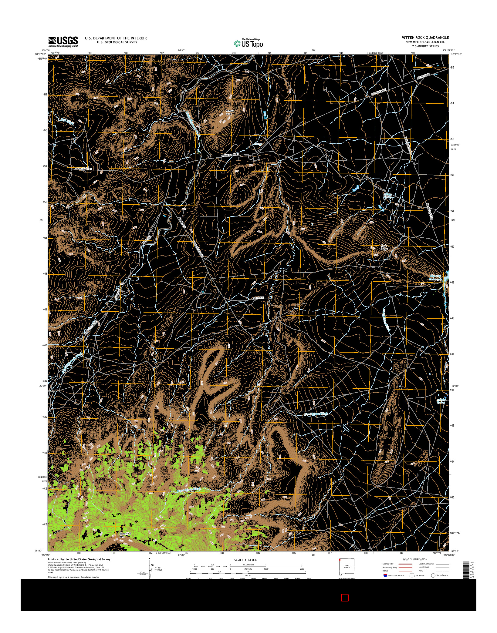 USGS US TOPO 7.5-MINUTE MAP FOR MITTEN ROCK, NM 2017