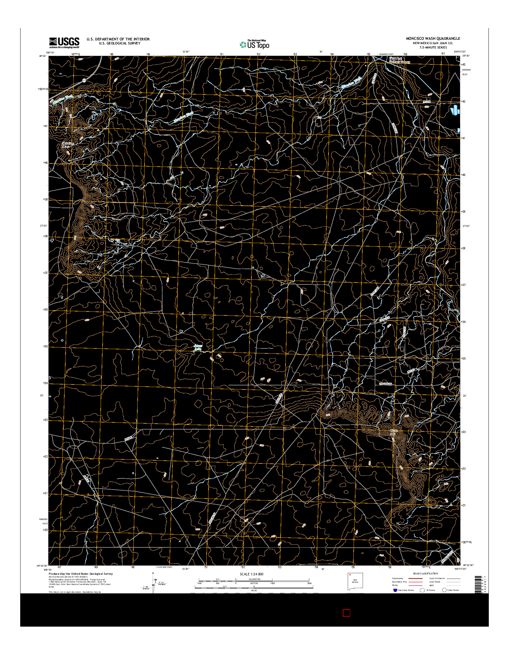 USGS US TOPO 7.5-MINUTE MAP FOR MONCISCO WASH, NM 2017