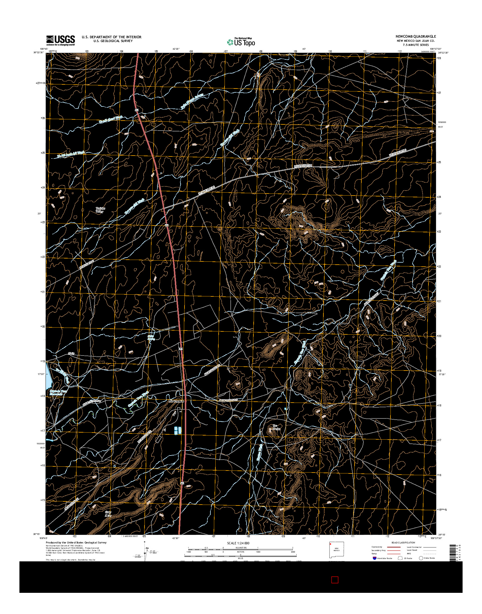 USGS US TOPO 7.5-MINUTE MAP FOR NEWCOMB, NM 2017