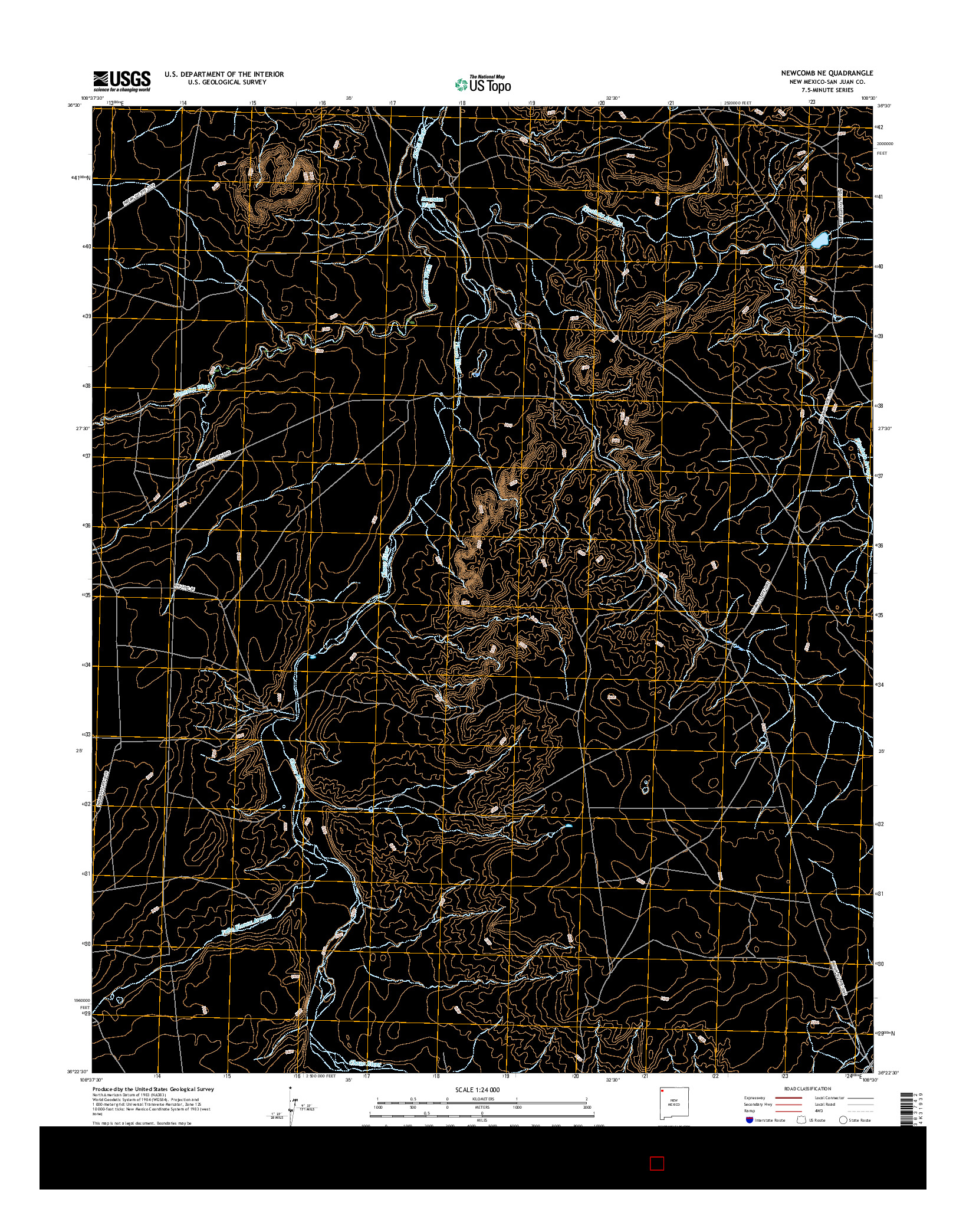 USGS US TOPO 7.5-MINUTE MAP FOR NEWCOMB NE, NM 2017