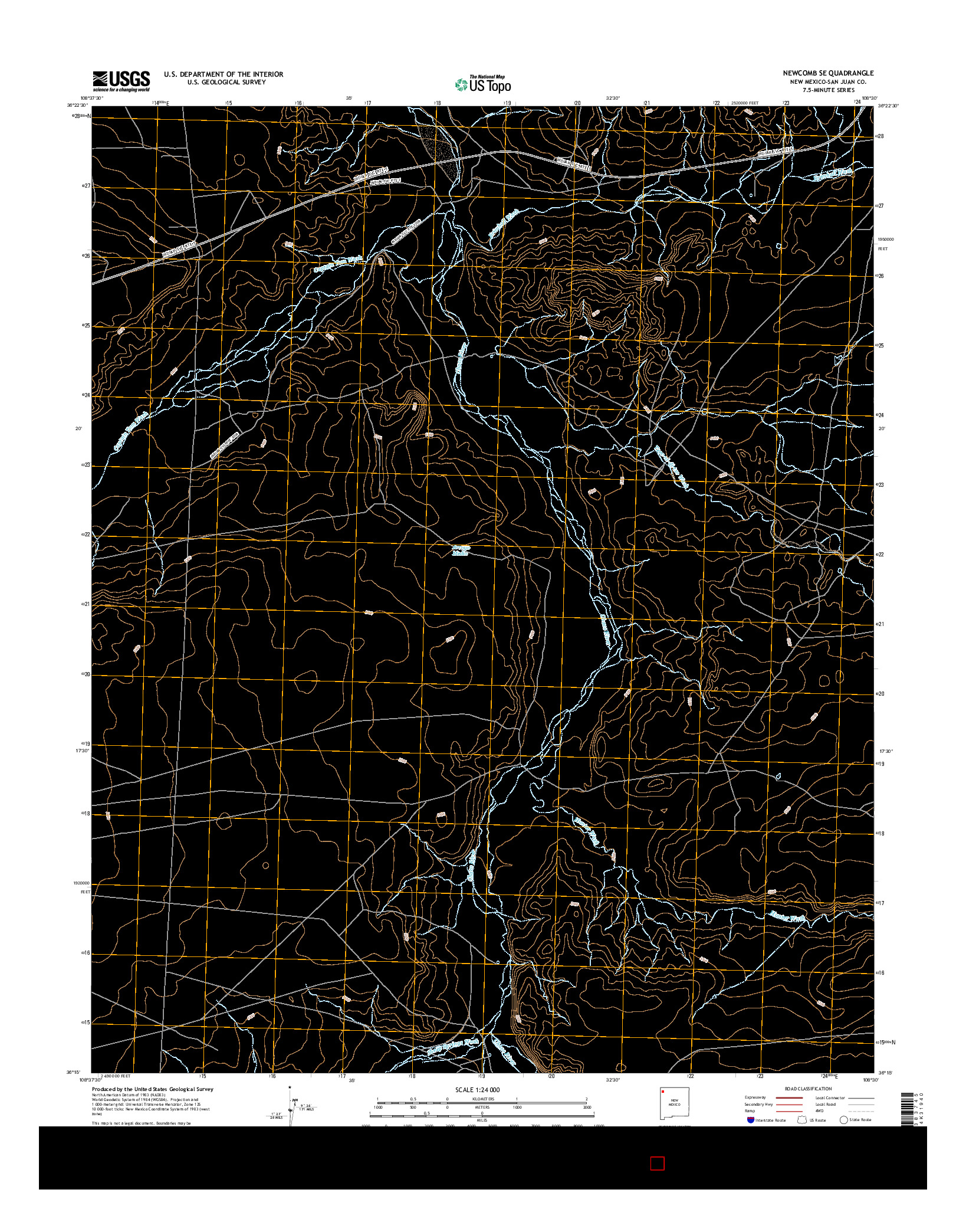 USGS US TOPO 7.5-MINUTE MAP FOR NEWCOMB SE, NM 2017