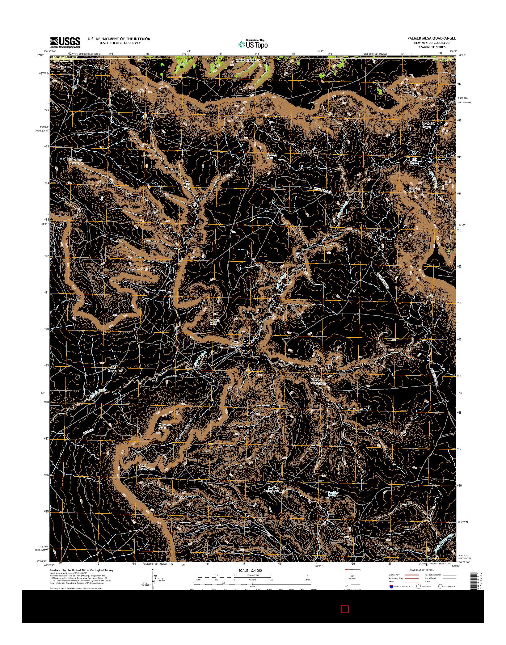 USGS US TOPO 7.5-MINUTE MAP FOR PALMER MESA, NM-CO 2017