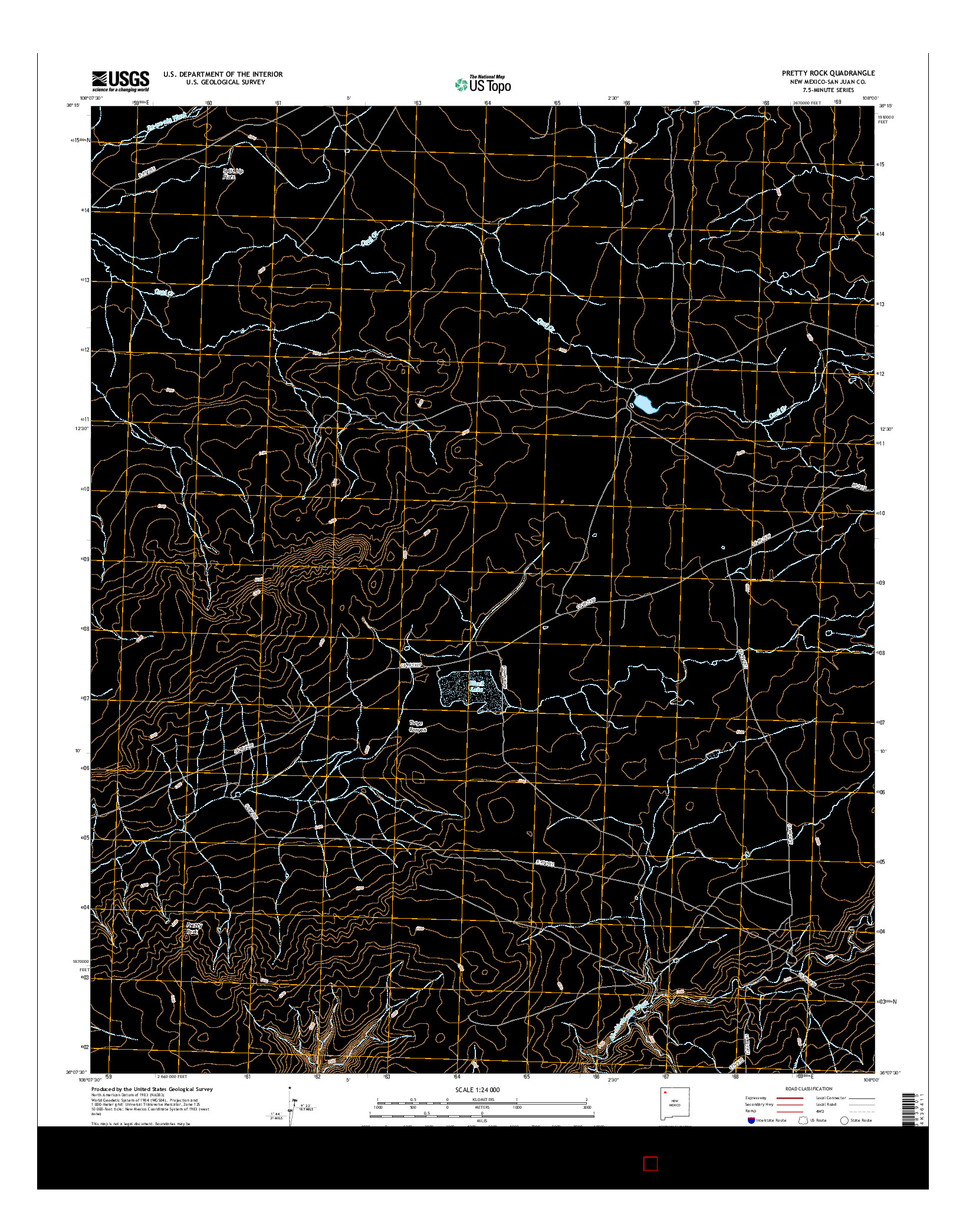 USGS US TOPO 7.5-MINUTE MAP FOR PRETTY ROCK, NM 2017