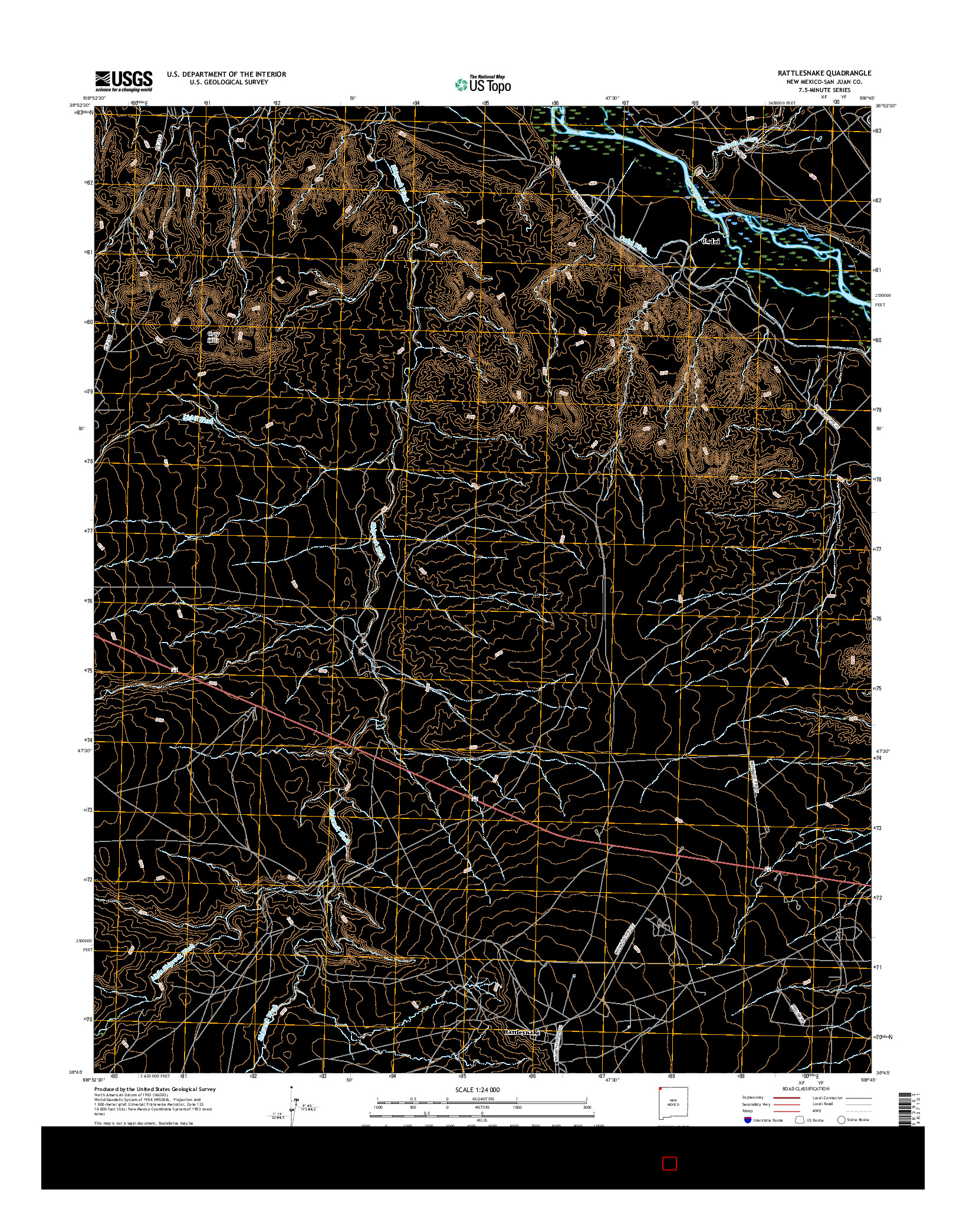 USGS US TOPO 7.5-MINUTE MAP FOR RATTLESNAKE, NM 2017