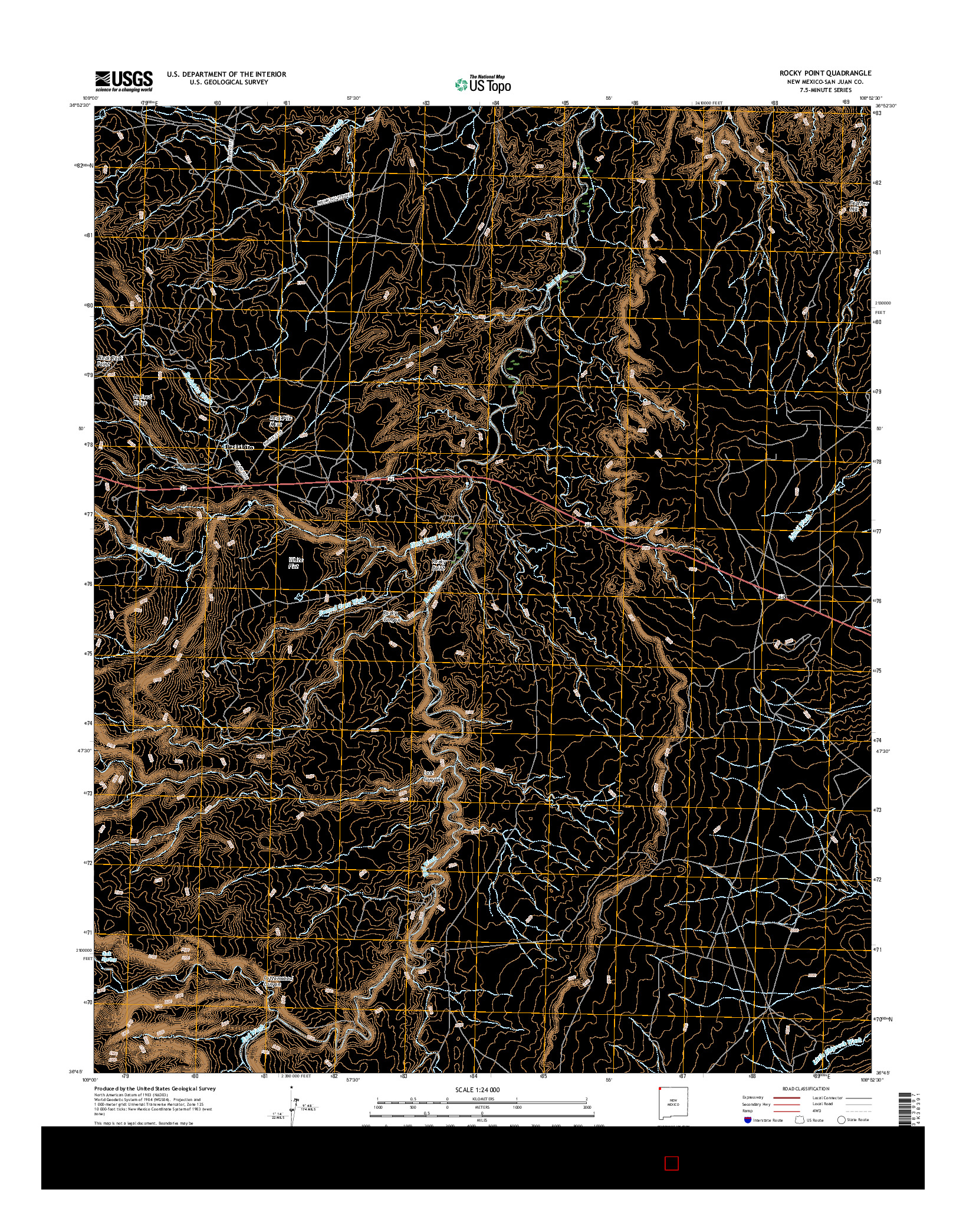 USGS US TOPO 7.5-MINUTE MAP FOR ROCKY POINT, NM 2017