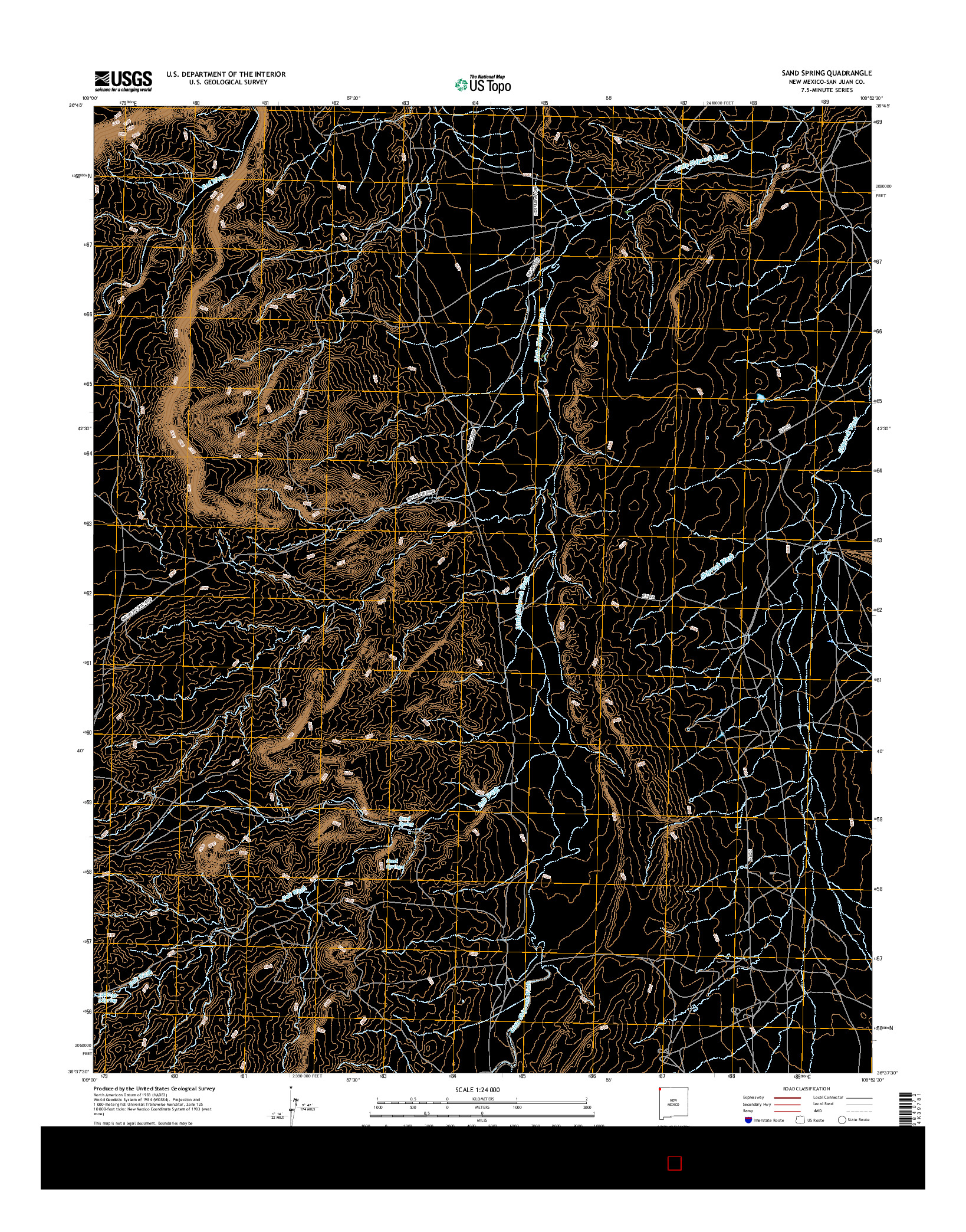 USGS US TOPO 7.5-MINUTE MAP FOR SAND SPRING, NM 2017