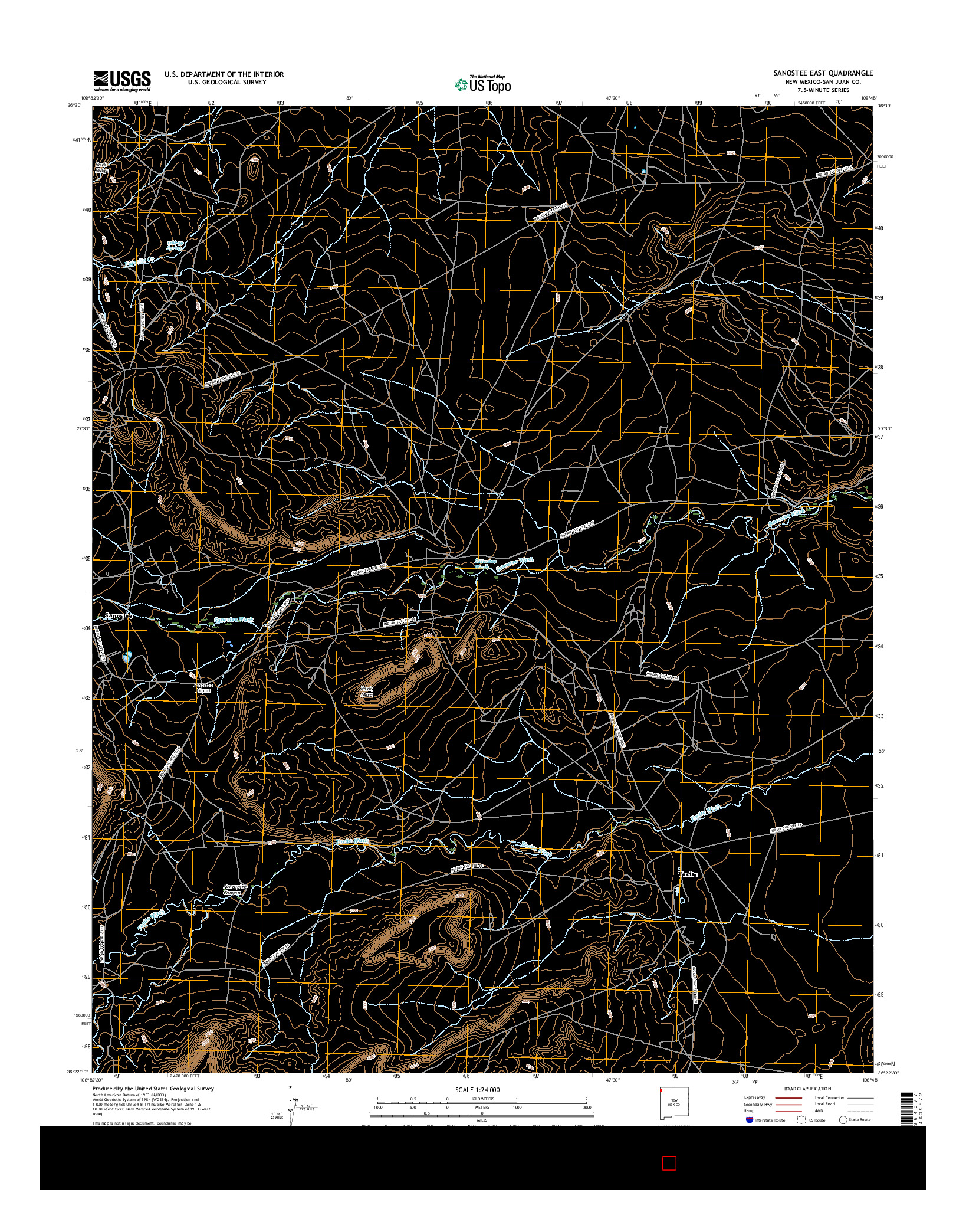 USGS US TOPO 7.5-MINUTE MAP FOR SANOSTEE EAST, NM 2017