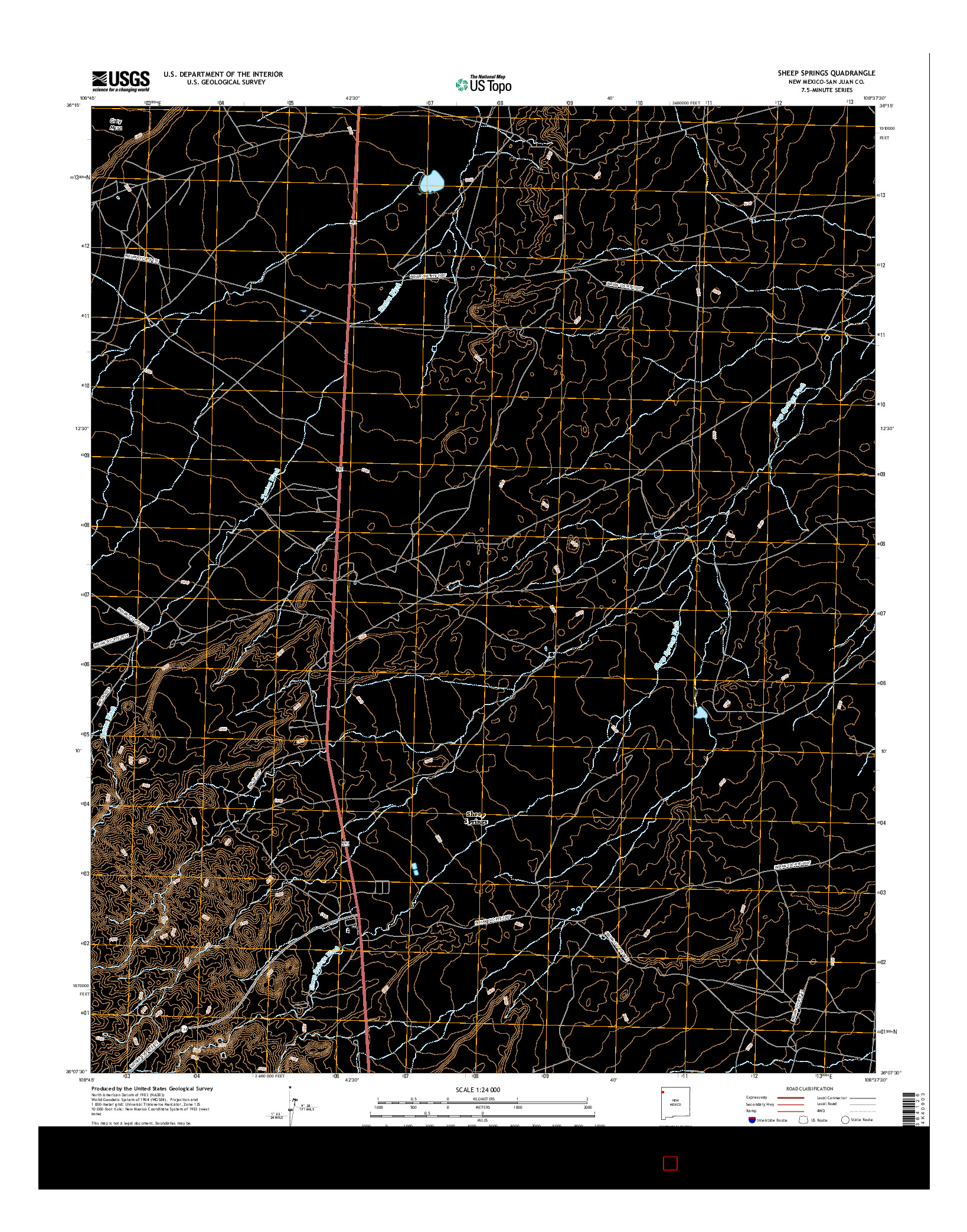 USGS US TOPO 7.5-MINUTE MAP FOR SHEEP SPRINGS, NM 2017