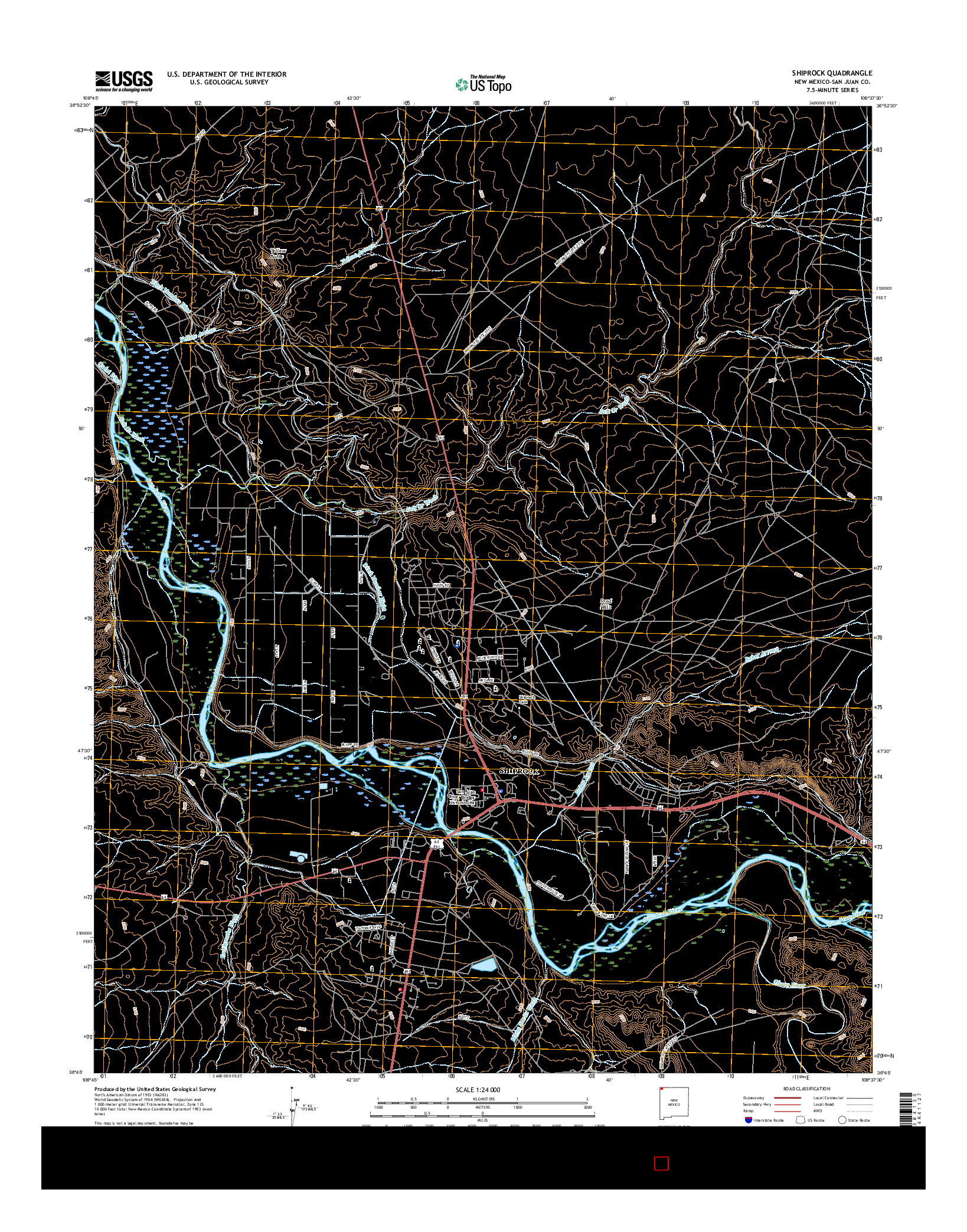 USGS US TOPO 7.5-MINUTE MAP FOR SHIPROCK, NM 2017