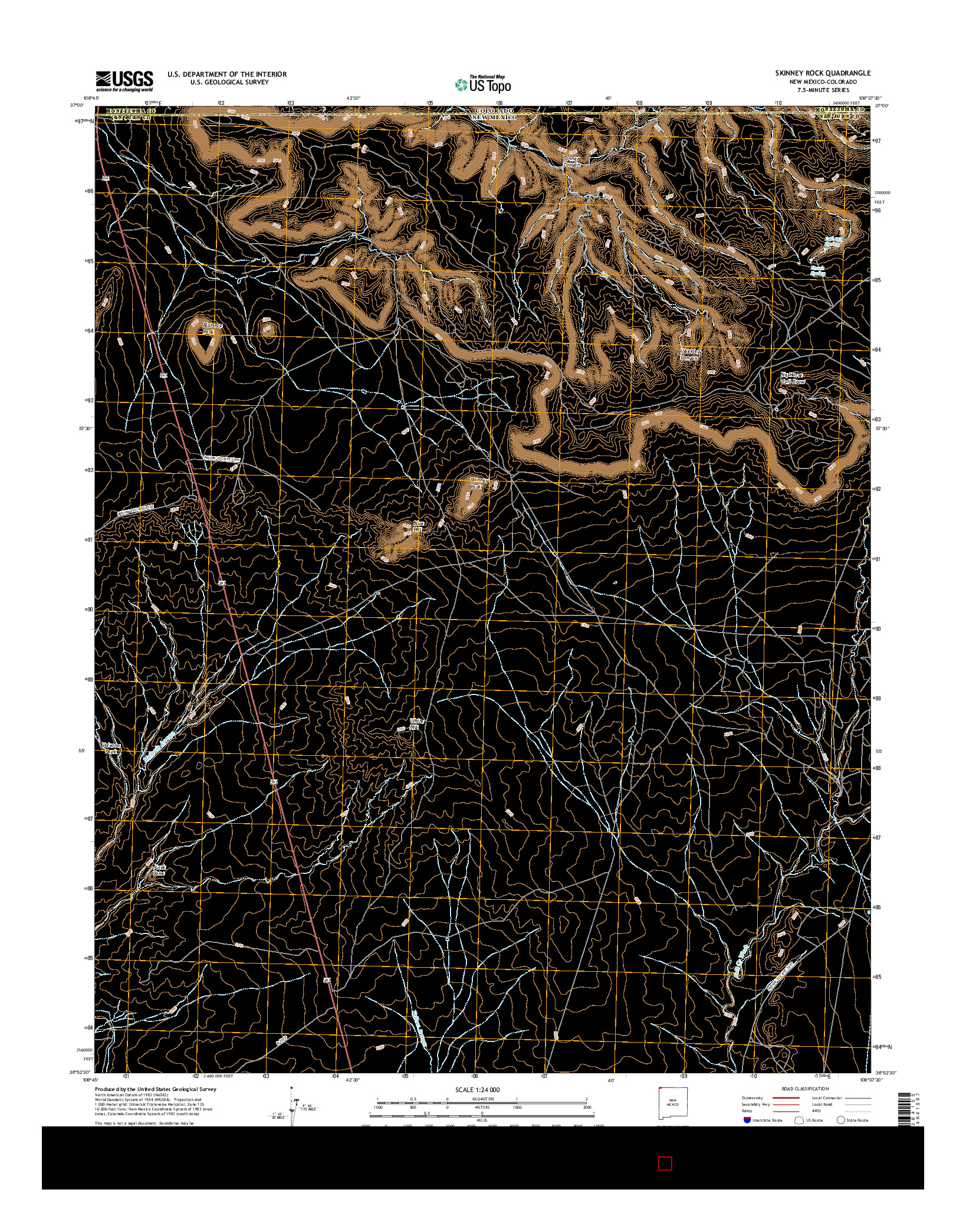 USGS US TOPO 7.5-MINUTE MAP FOR SKINNEY ROCK, NM-CO 2017