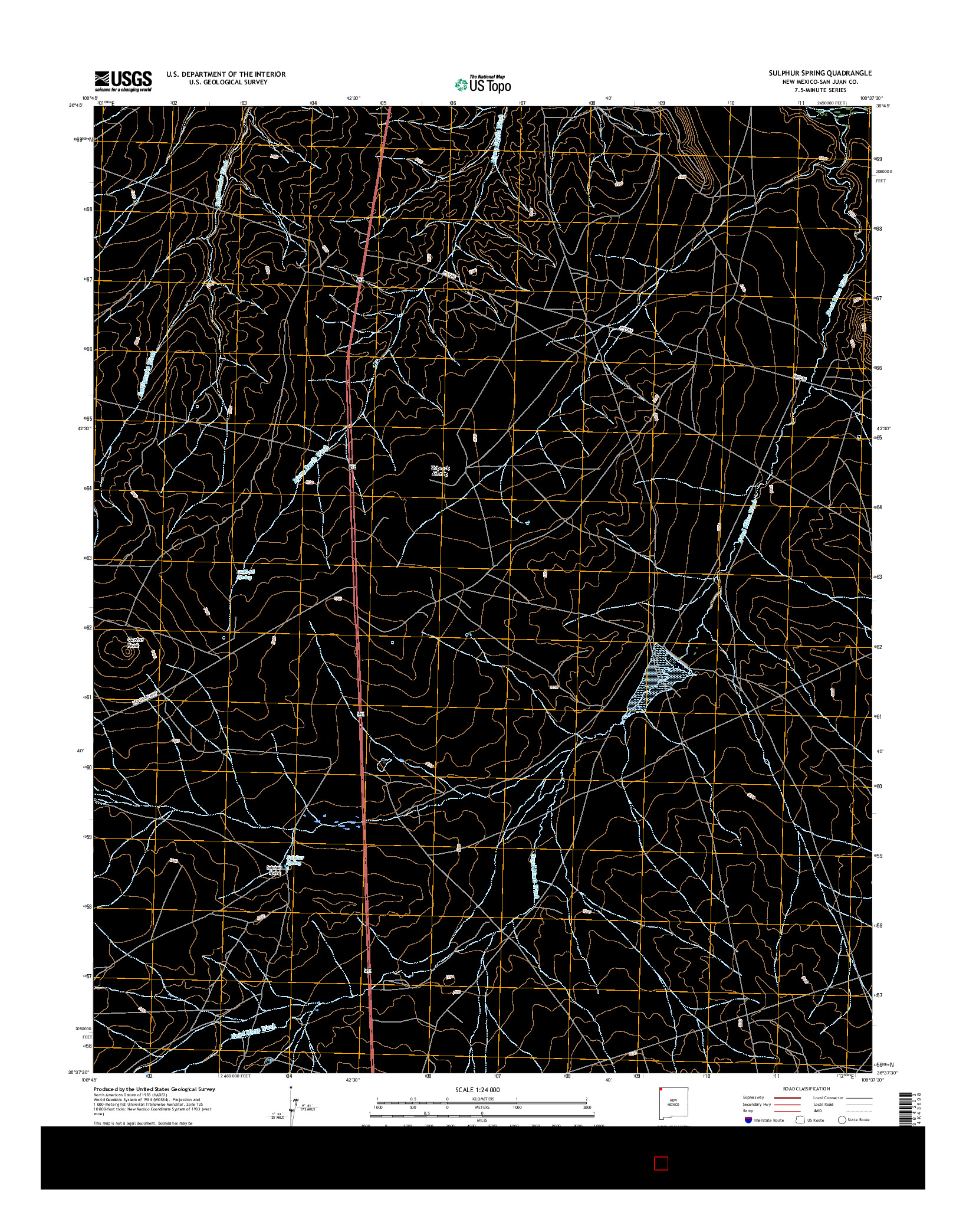 USGS US TOPO 7.5-MINUTE MAP FOR SULPHUR SPRING, NM 2017