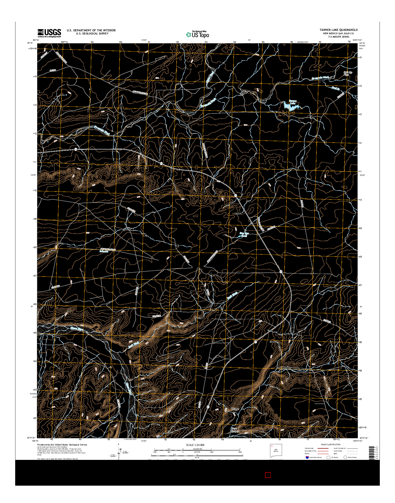 USGS US TOPO 7.5-MINUTE MAP FOR TANNER LAKE, NM 2017