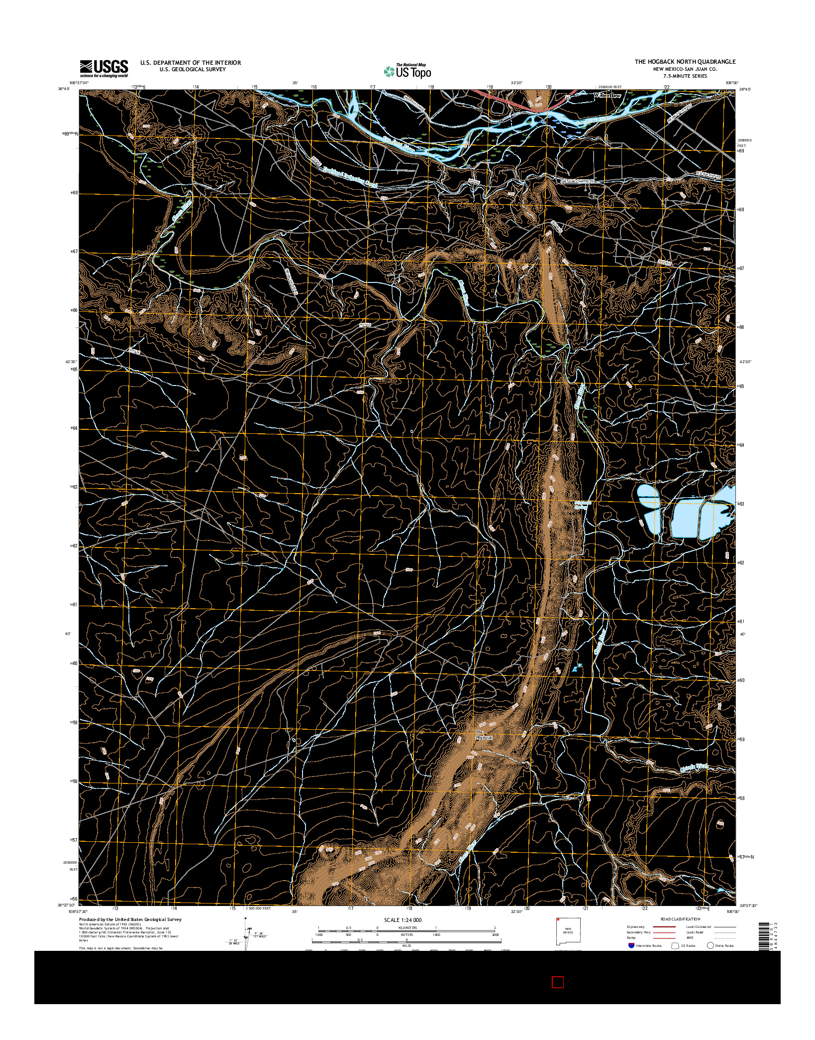 USGS US TOPO 7.5-MINUTE MAP FOR THE HOGBACK NORTH, NM 2017