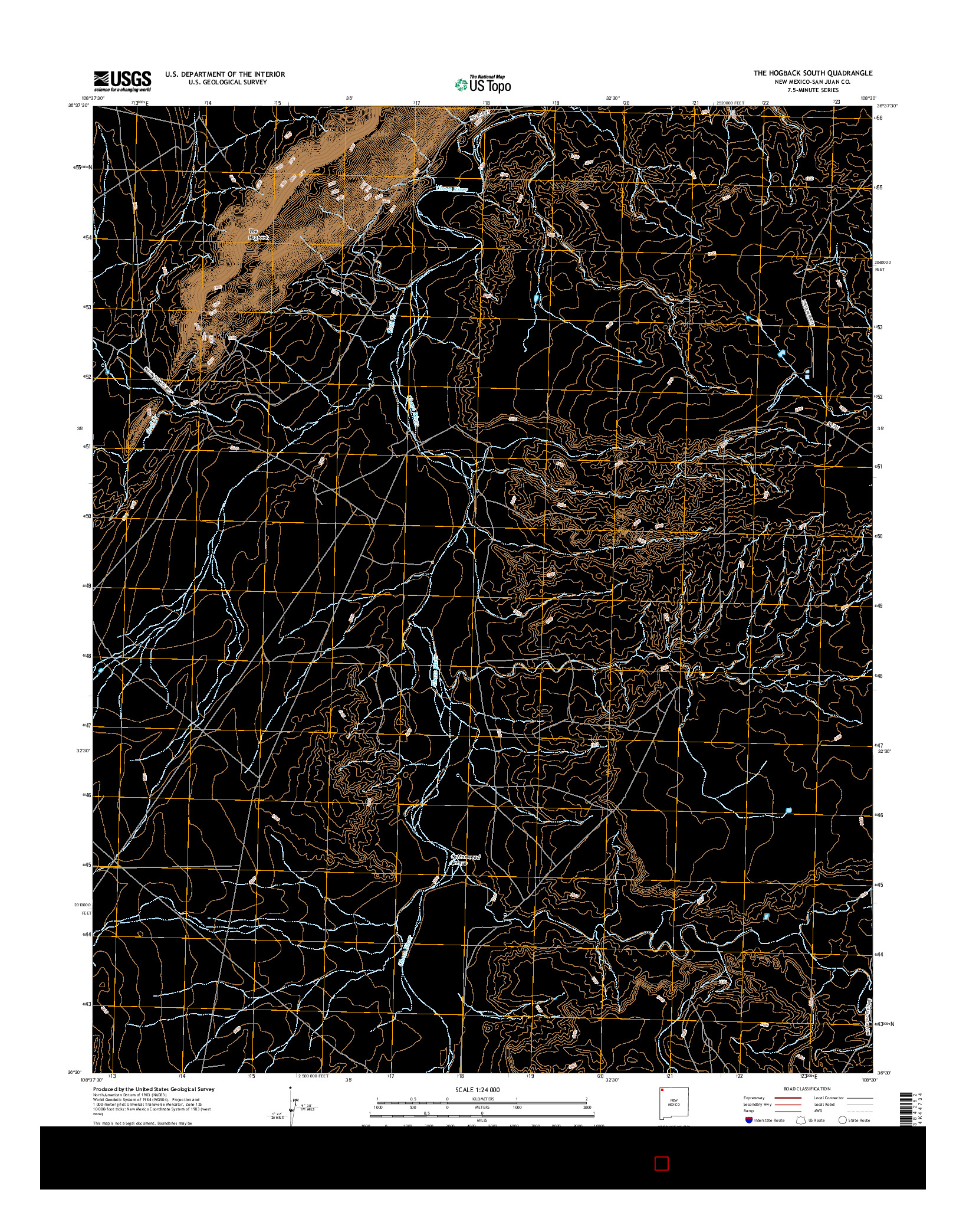 USGS US TOPO 7.5-MINUTE MAP FOR THE HOGBACK SOUTH, NM 2017