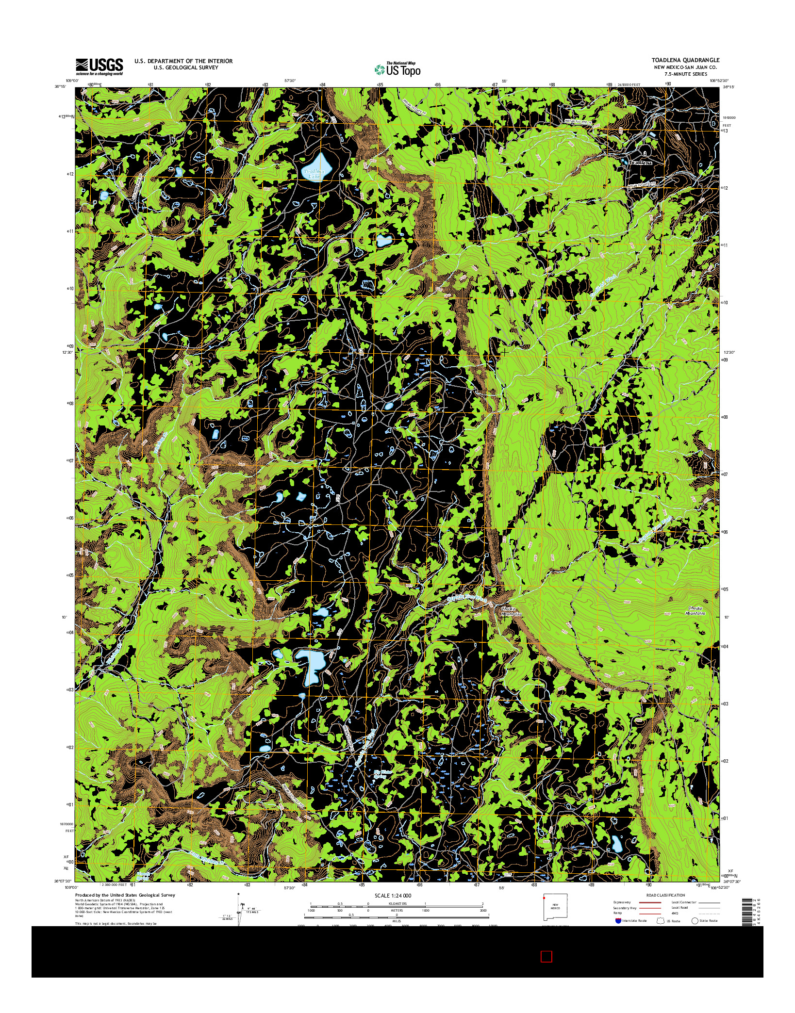 USGS US TOPO 7.5-MINUTE MAP FOR TOADLENA, NM 2017