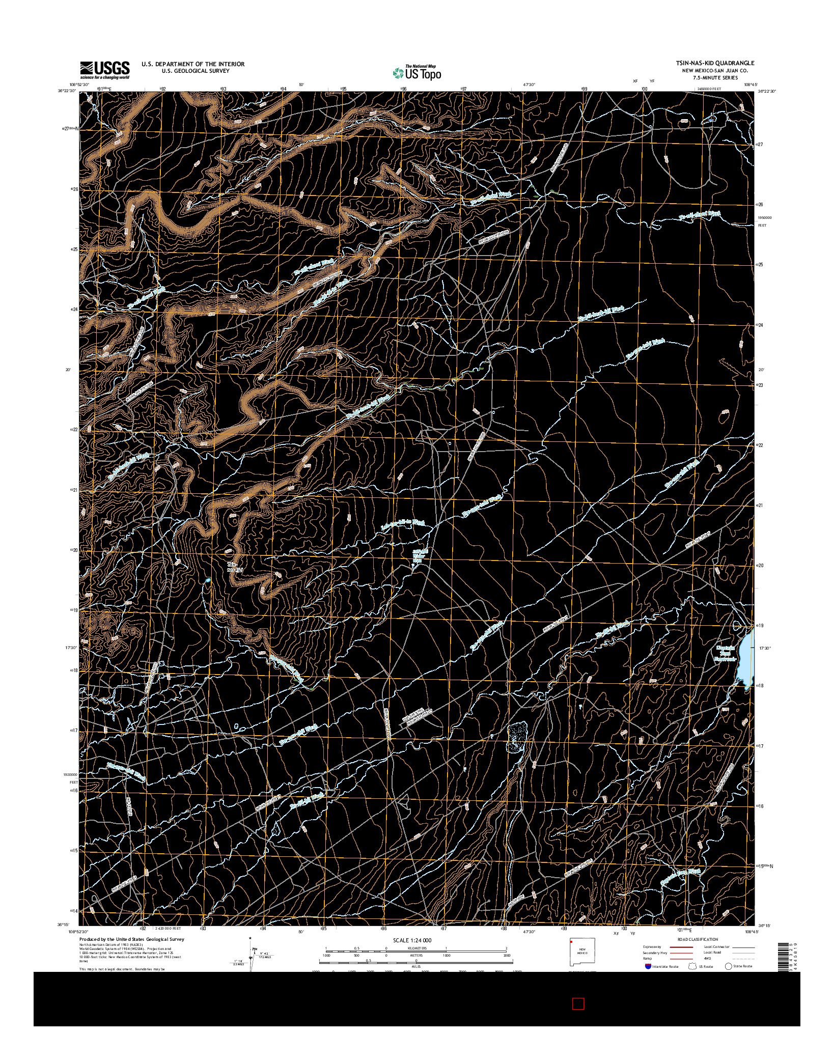 USGS US TOPO 7.5-MINUTE MAP FOR TSIN-NAS-KID, NM 2017