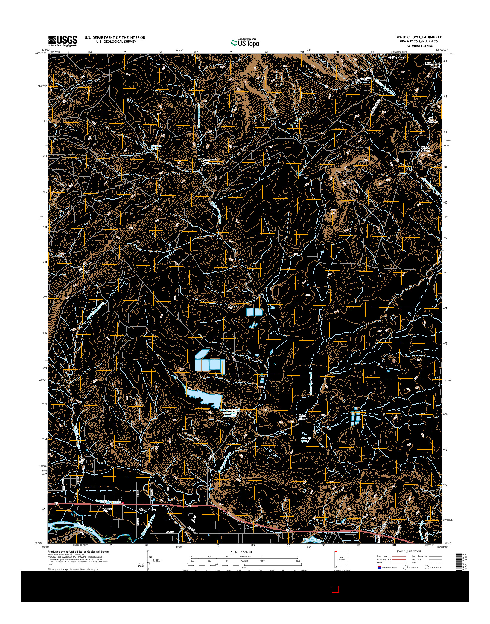 USGS US TOPO 7.5-MINUTE MAP FOR WATERFLOW, NM 2017