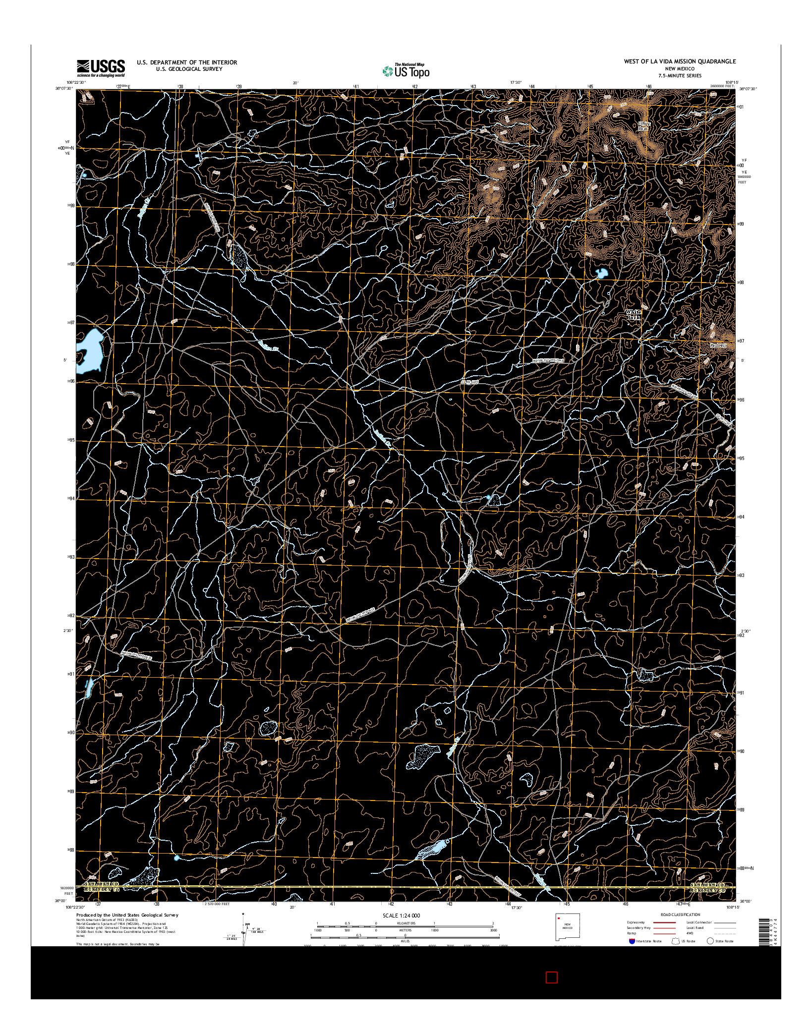 USGS US TOPO 7.5-MINUTE MAP FOR WEST OF LA VIDA MISSION, NM 2017