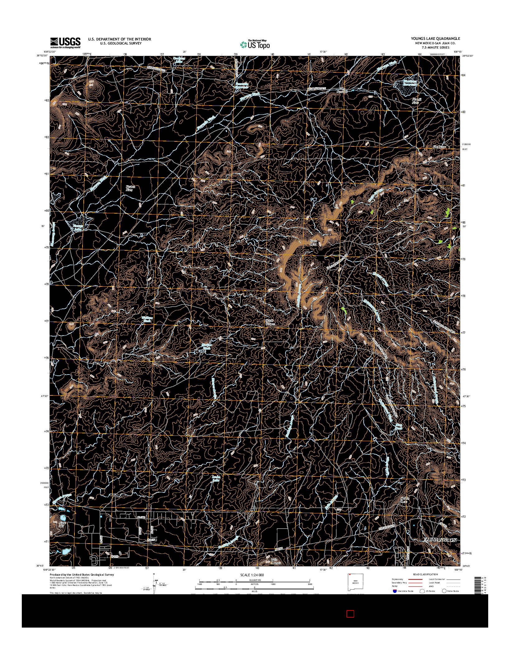 USGS US TOPO 7.5-MINUTE MAP FOR YOUNGS LAKE, NM 2017