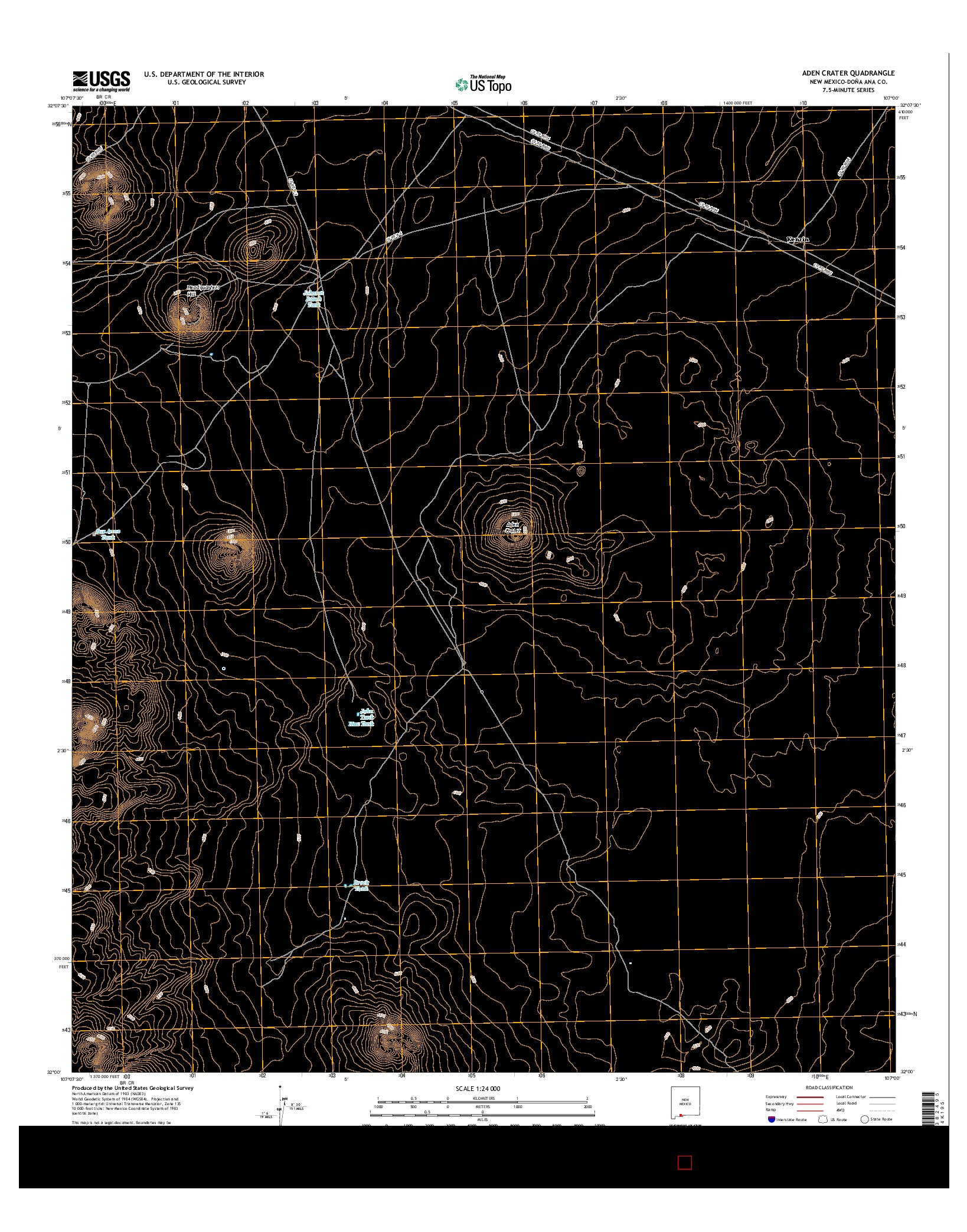 USGS US TOPO 7.5-MINUTE MAP FOR ADEN CRATER, NM 2017