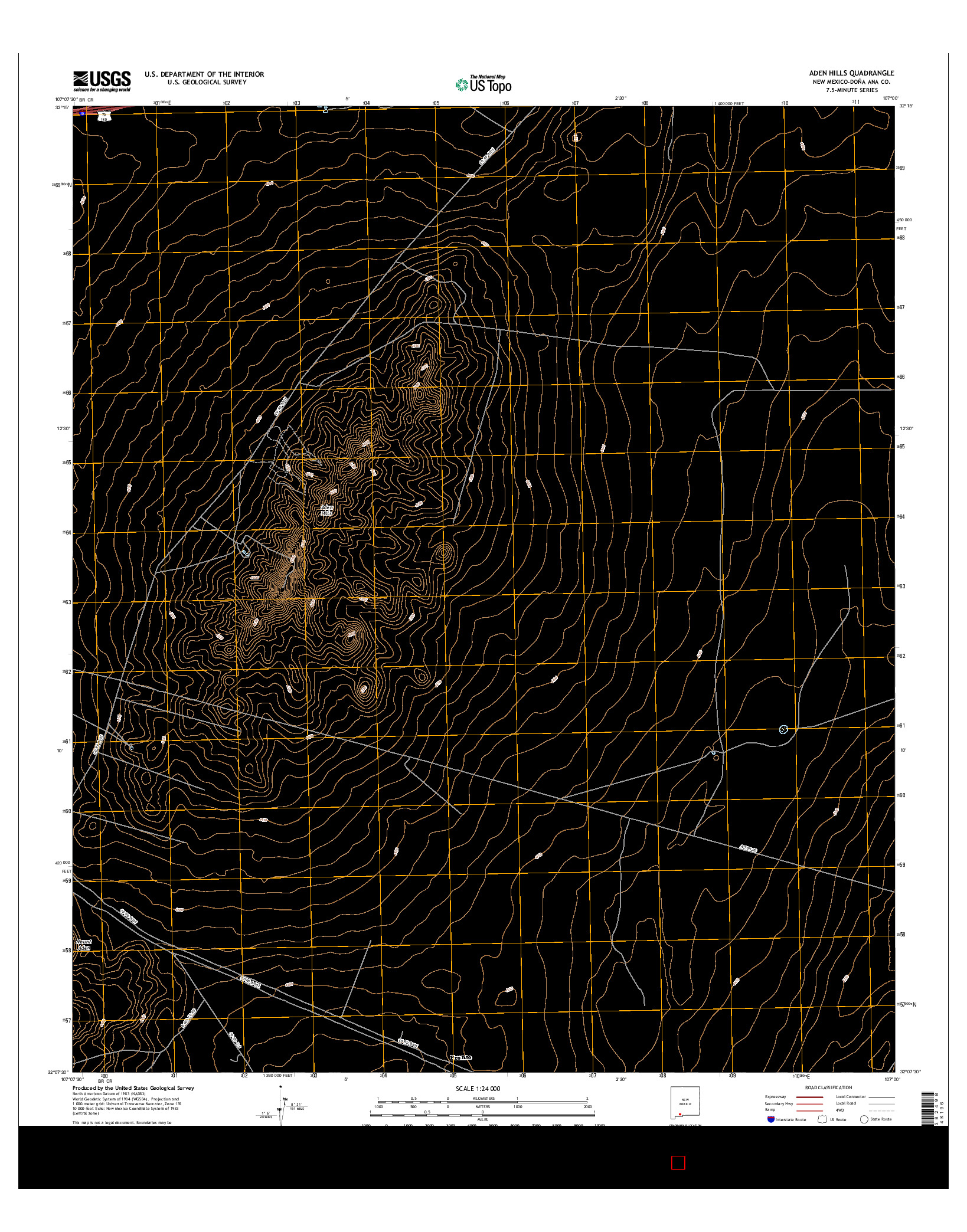 USGS US TOPO 7.5-MINUTE MAP FOR ADEN HILLS, NM 2017