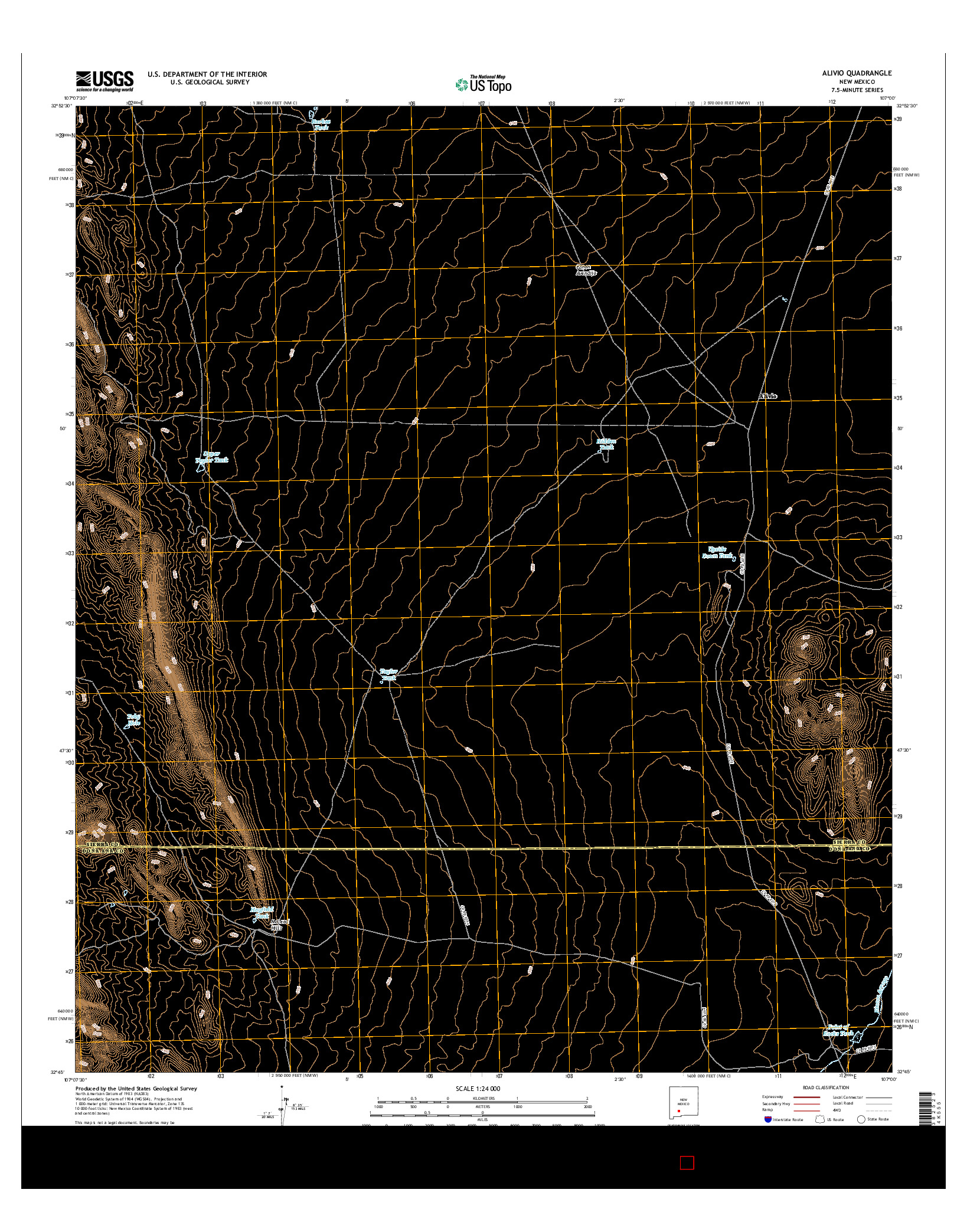USGS US TOPO 7.5-MINUTE MAP FOR ALIVIO, NM 2017