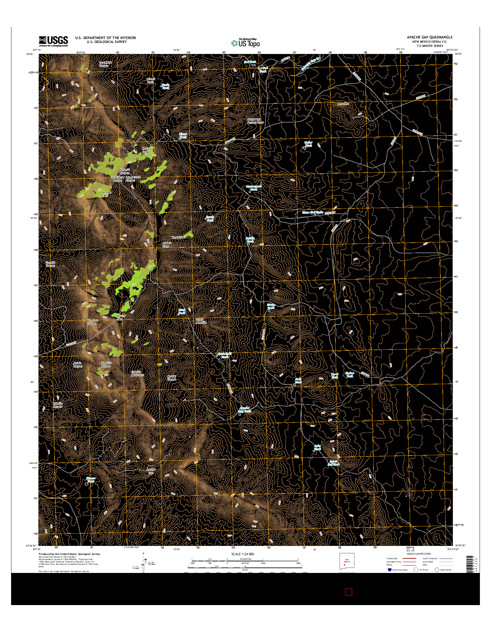 USGS US TOPO 7.5-MINUTE MAP FOR APACHE GAP, NM 2017